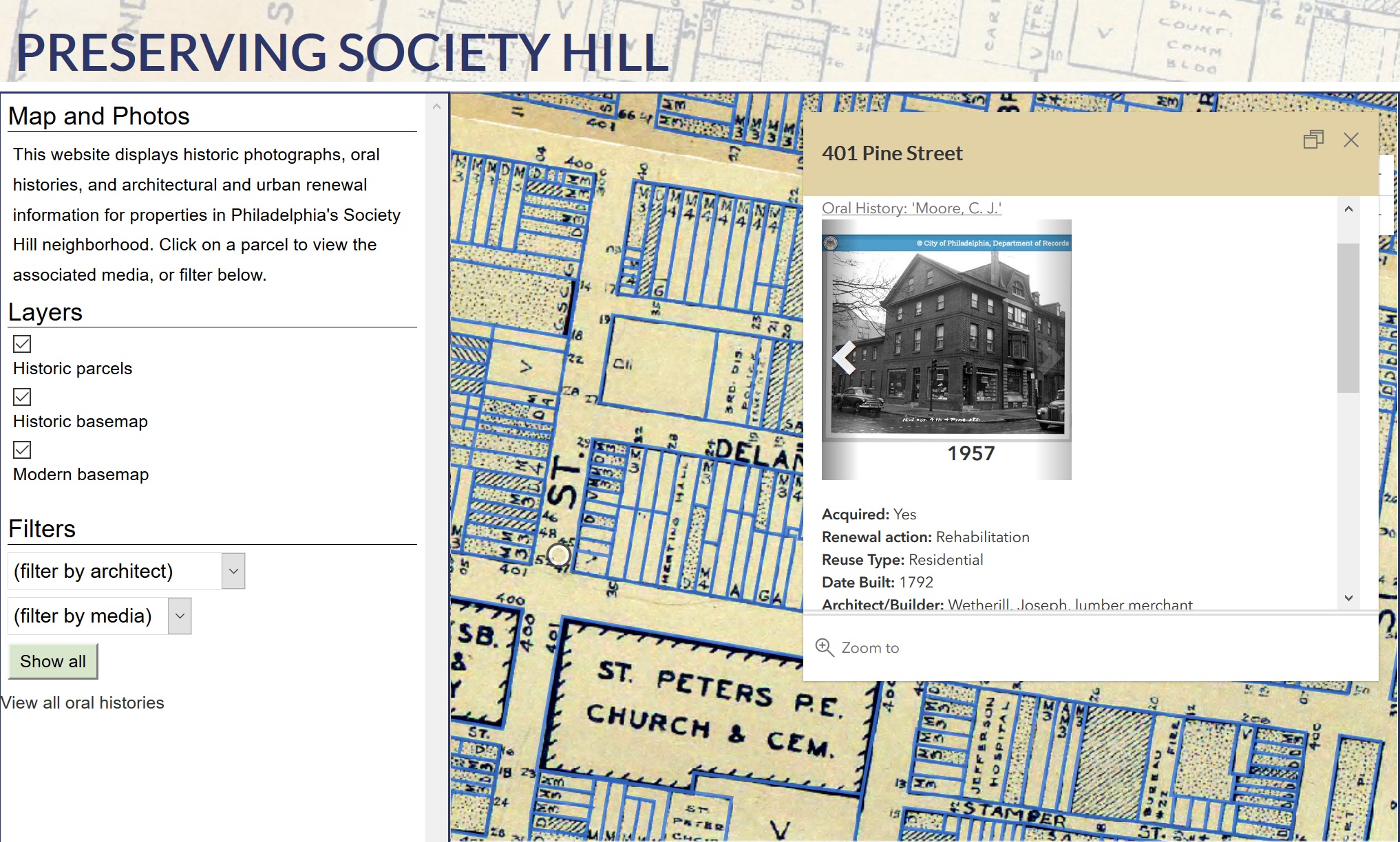 Penn School of Design Preserving Society Hill project map