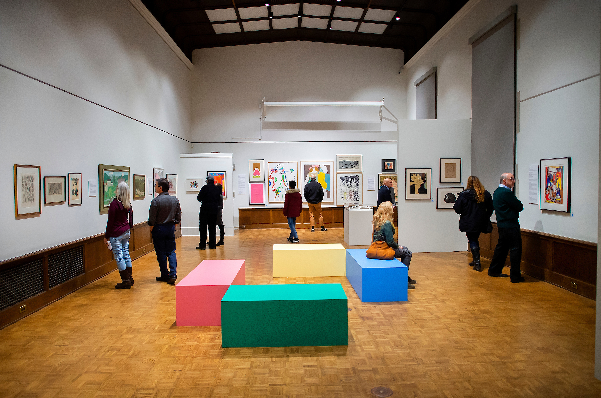 Gallery visitors viewing exhibition at Arthur Ross Gallery