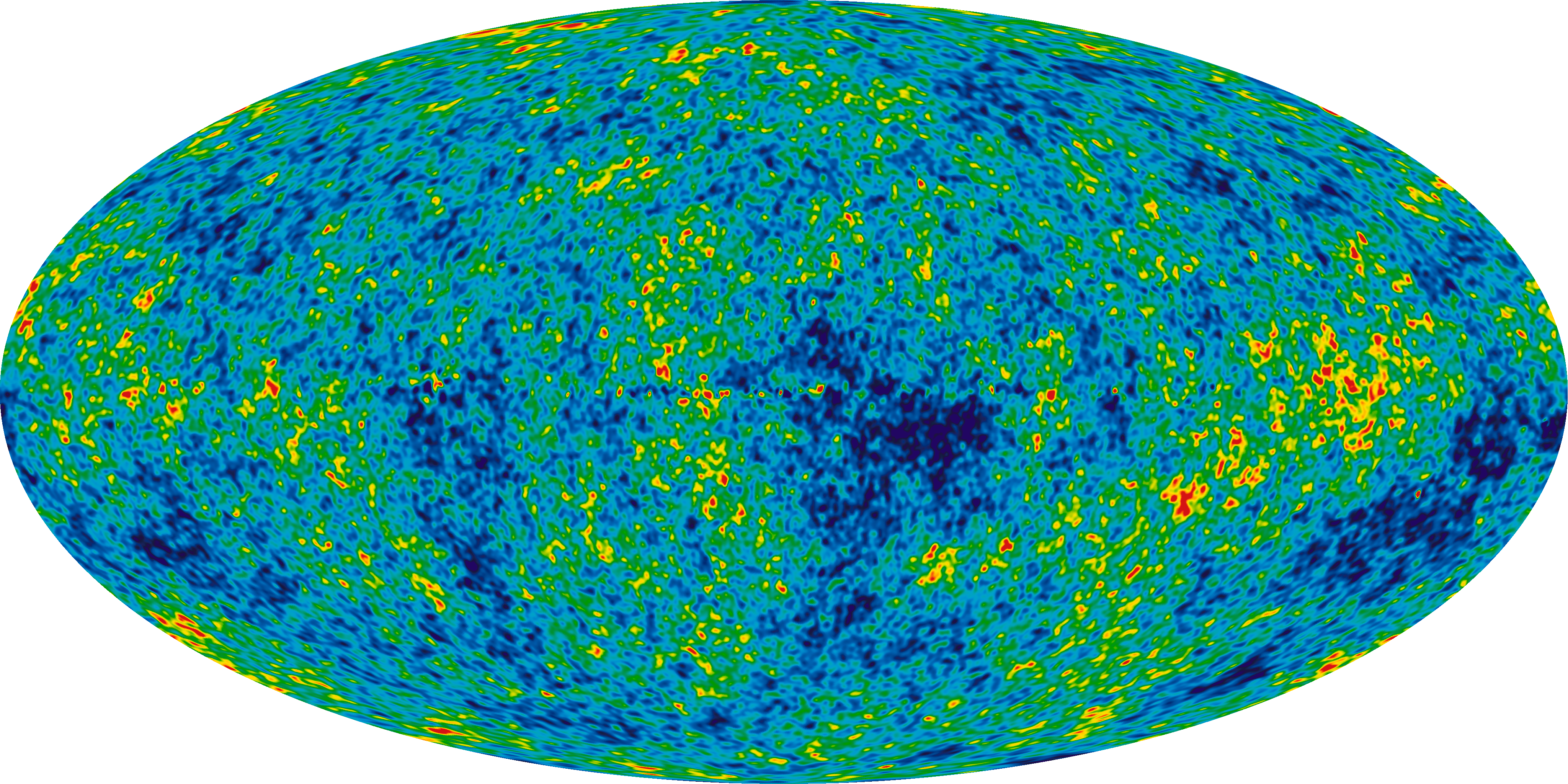 a color-coded map of the sky showing differences in temperature in the universe