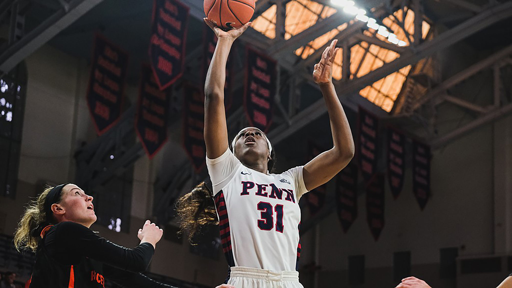 Eleah Parker goes up for the lay in against Princeton at the Palestra.