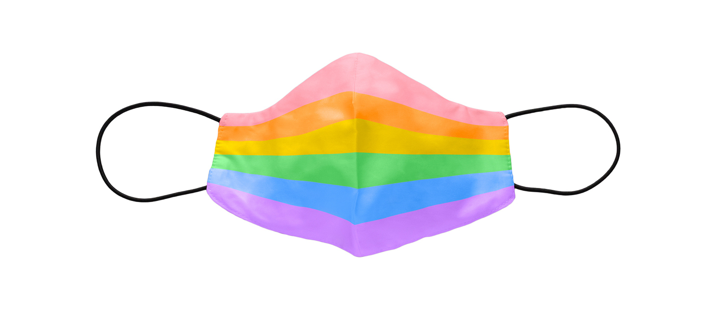 A medical mask with rainbow strip coloring