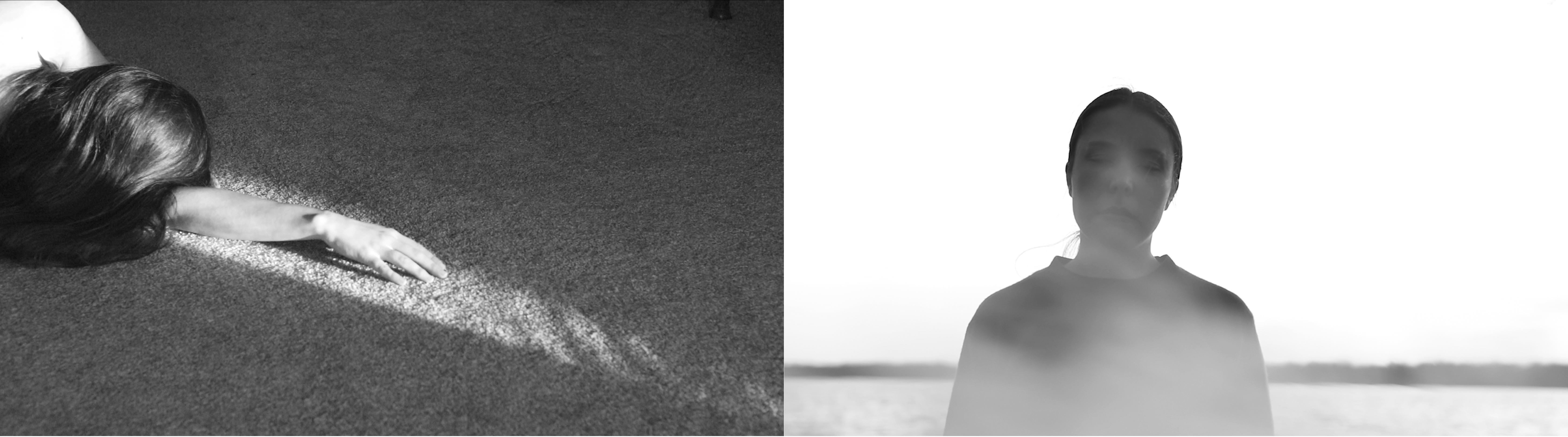 Two black and white photos side by side by MFA student Amrita Stützle.