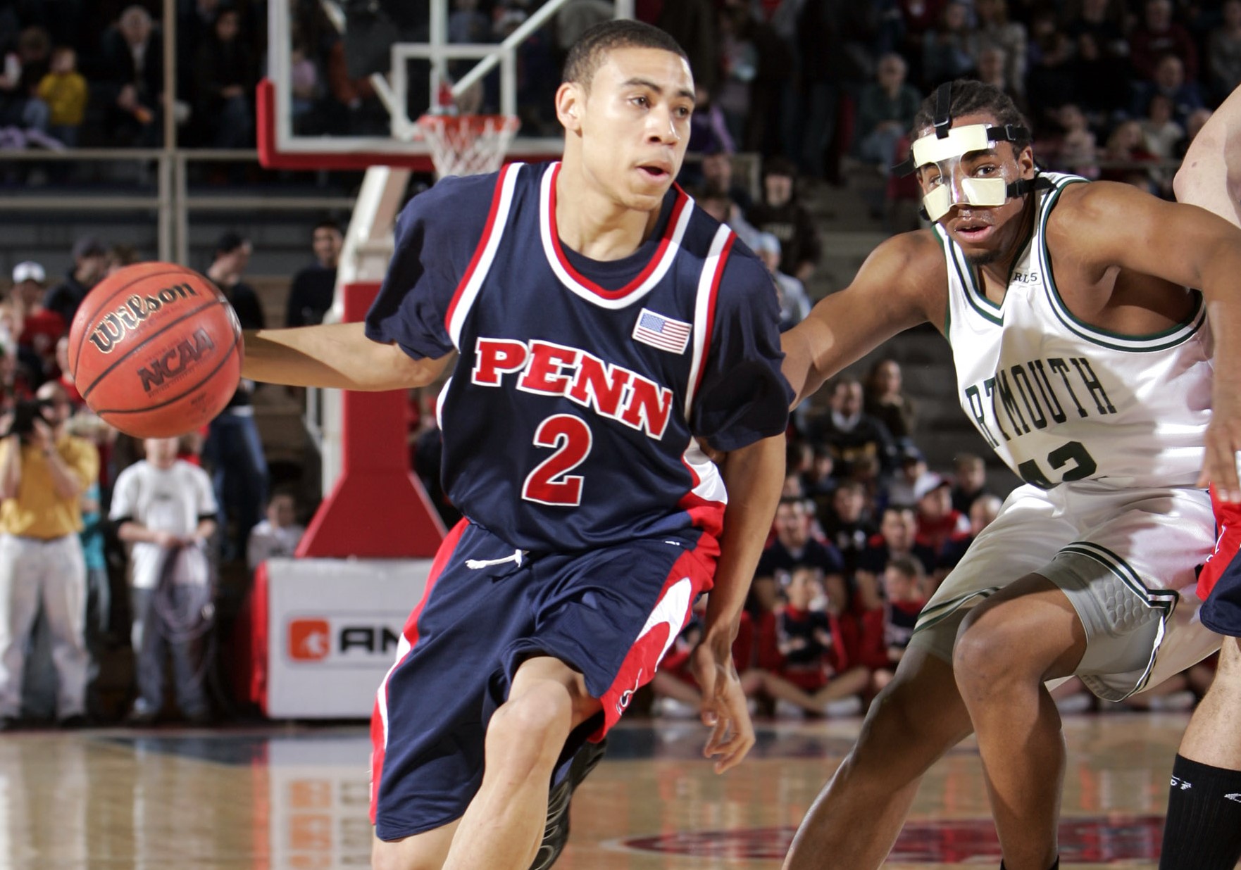 Ibrahim Jaaber dribbles to the basket during a game against Dartmouth.