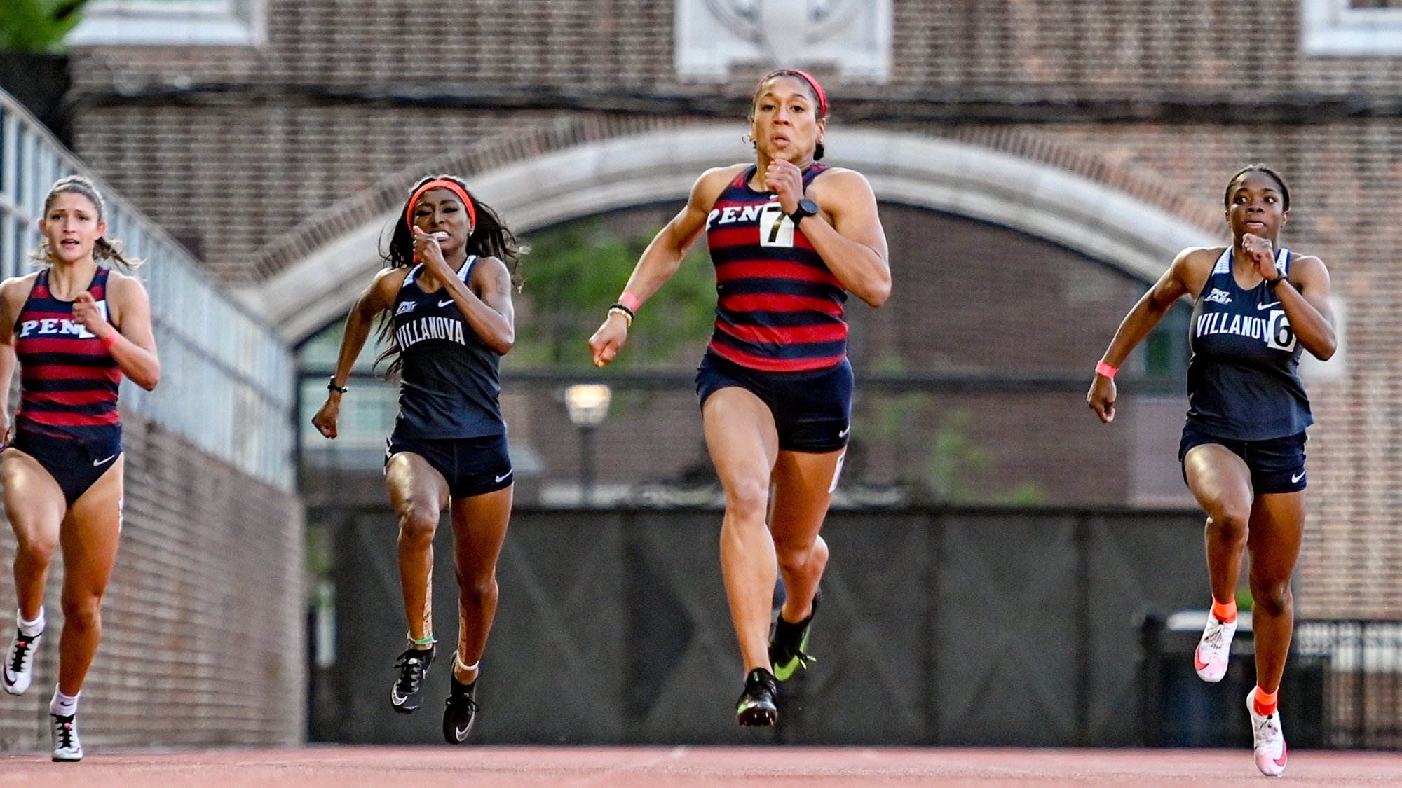 Isabella Whittaker funs in a race at Franklin Field.