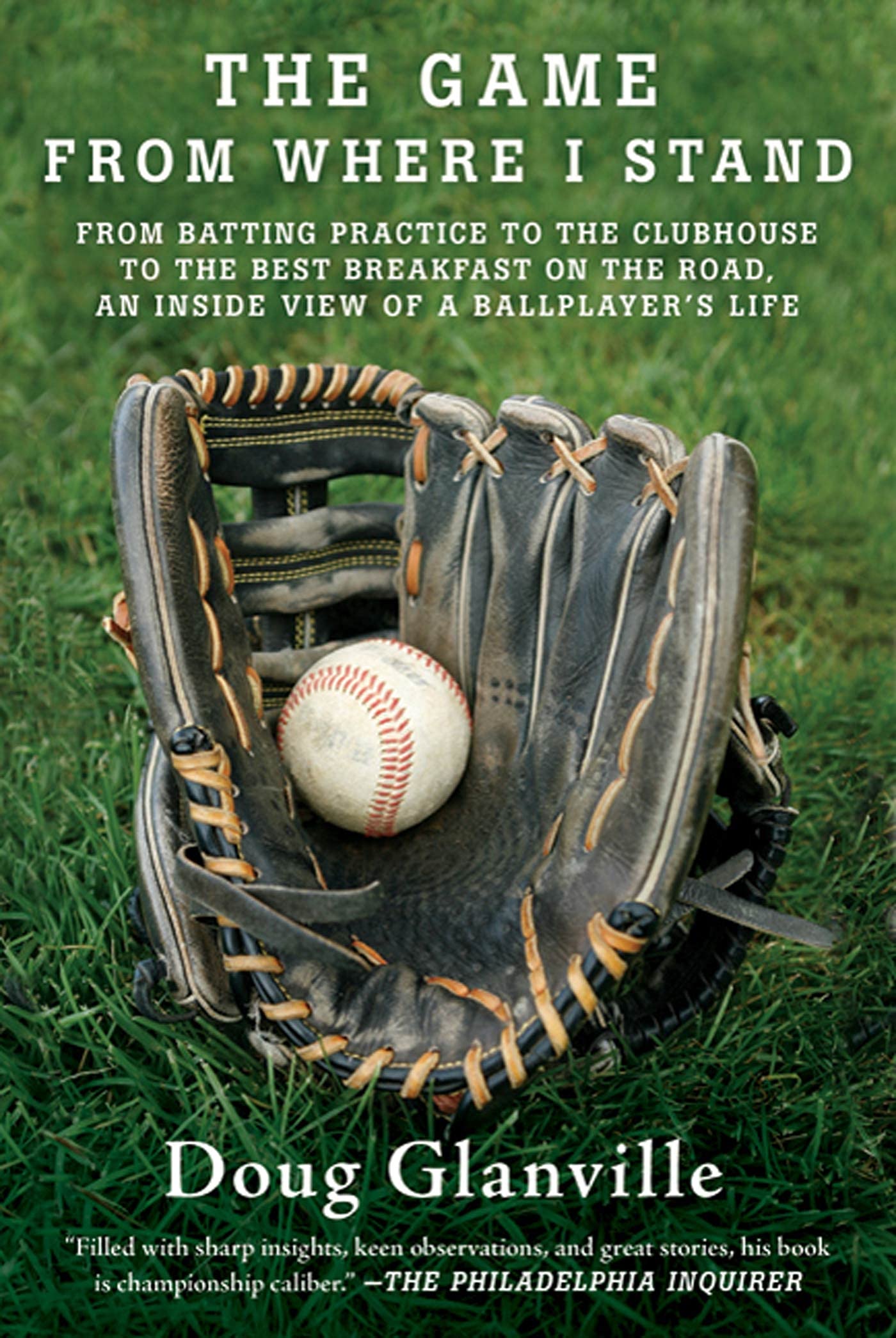 cover of book by Doug Glanville featuring a baseball in a worn baseball glove on the grass