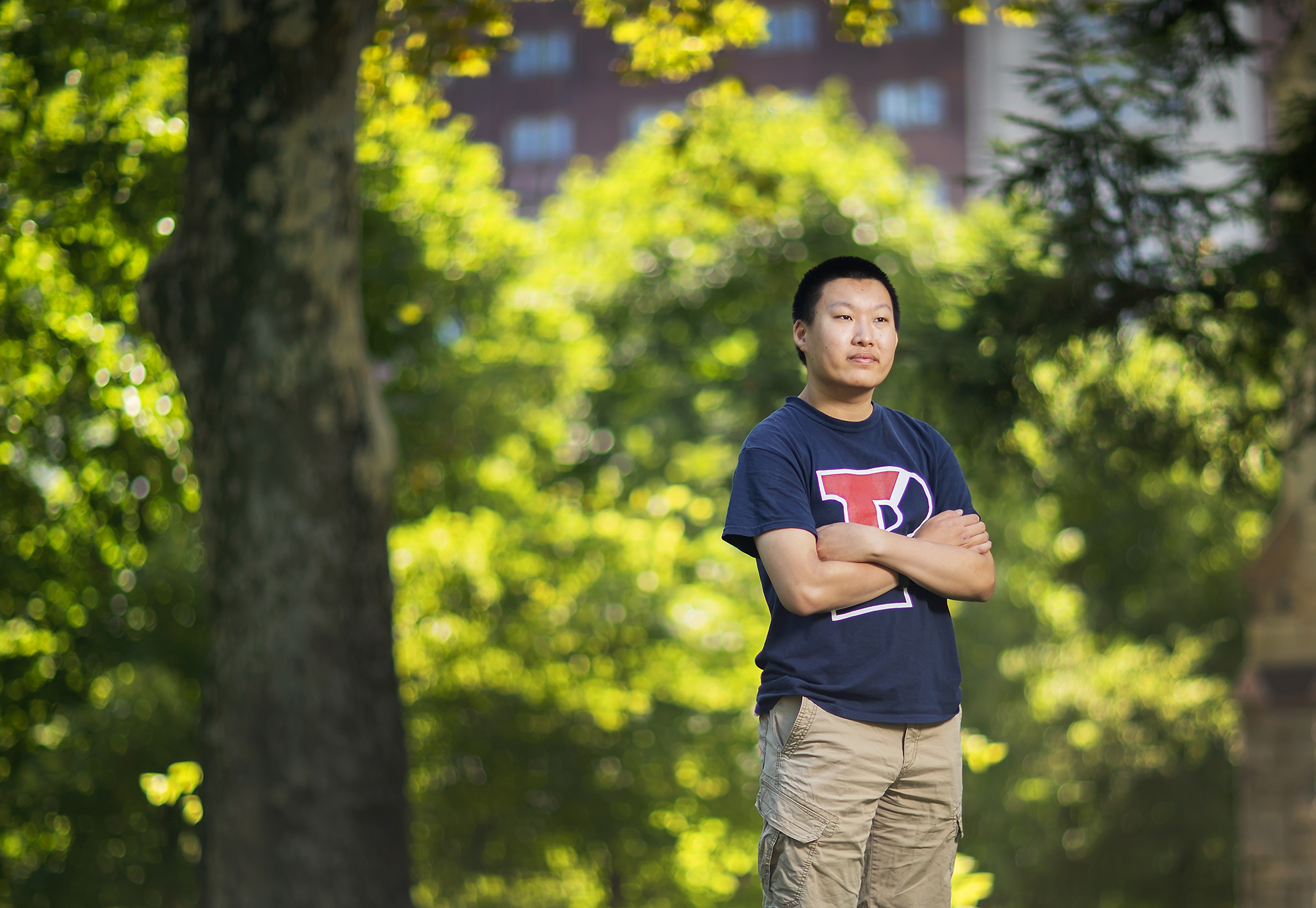 Eric Tao stands outside on Penn's campus.