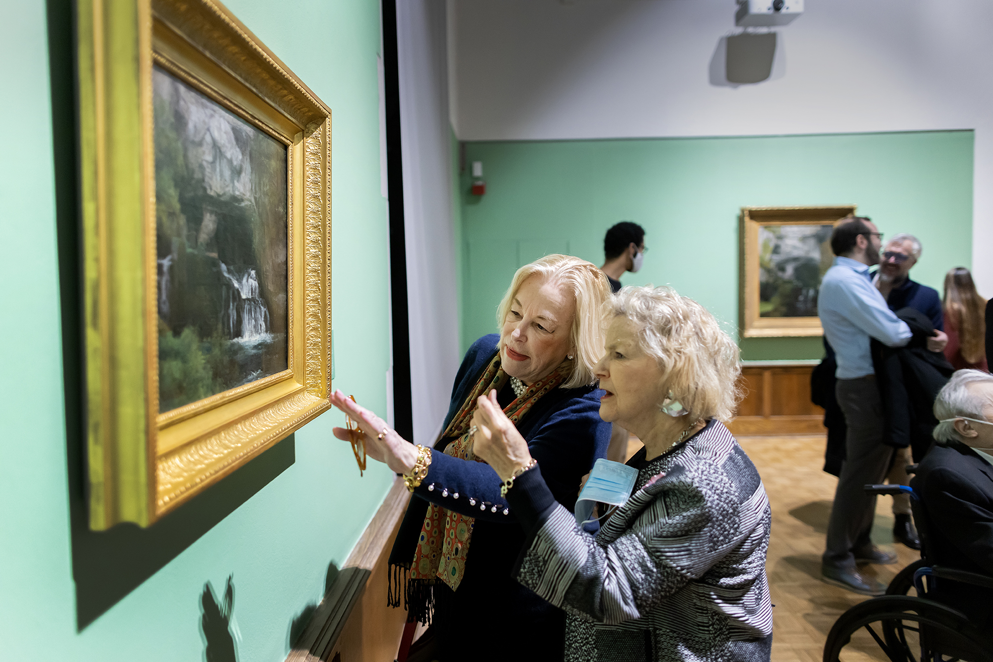 guests viewing courbet in arthur ross gallery