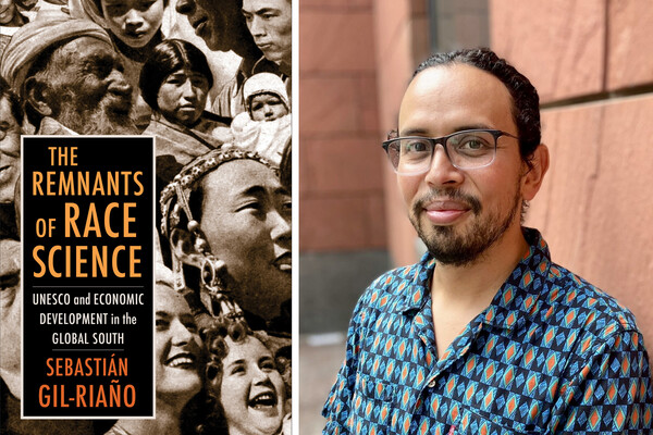 Left: Book cover for “The Remnants or Race Science,”; right, Sebastián Gil-Riaño.