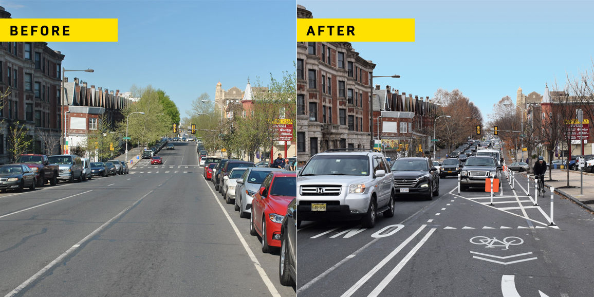 Before and after bike lanes