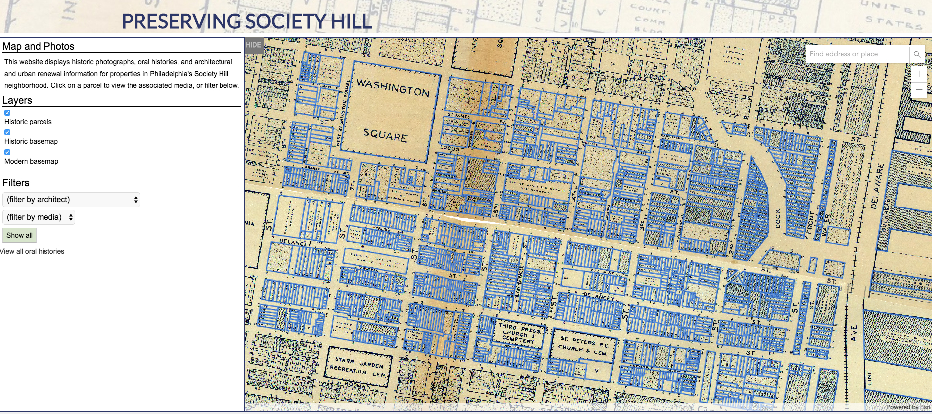 Preserving Society Hill website map 