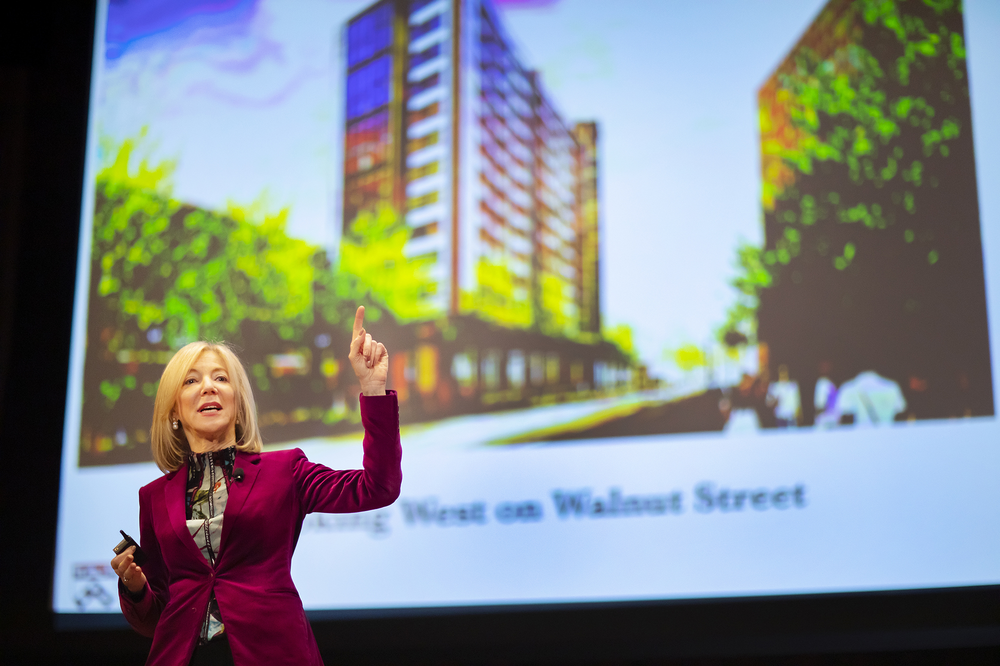 penn_president_amy_gutmann_speaks_to_parents_in_front_of_slideshow_presentation_at_family_weekend_2018