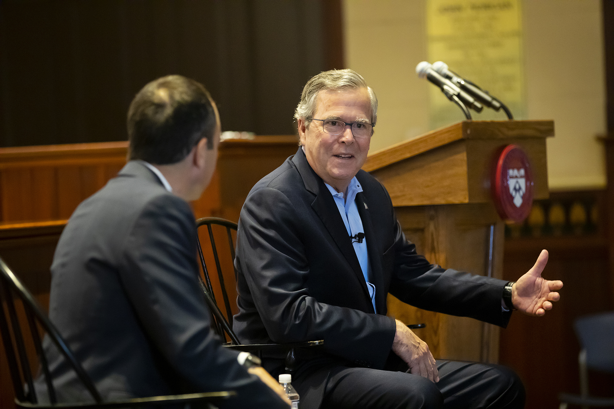 Bush-seated-in-conversation-with-Jeffrey-Green-