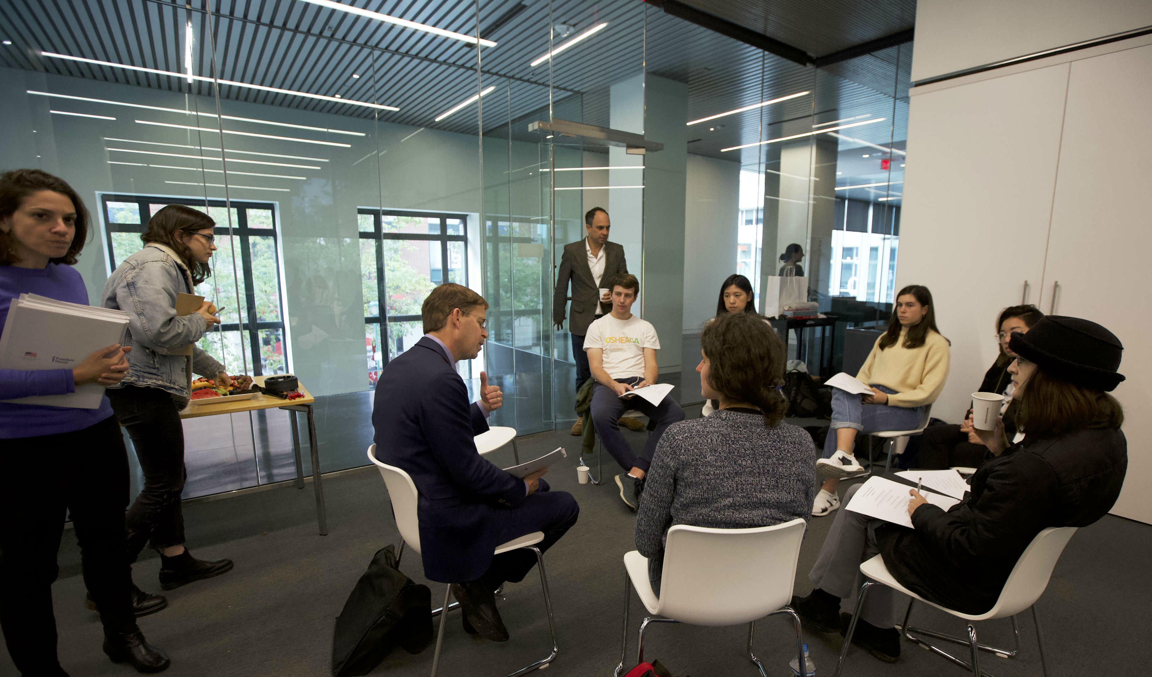 Penn-Biden-Center-staff-including-Ariana-Berengaut-and-Jeffrey-Prescott-lead-student-focus-group-on-health-of-American-democracy