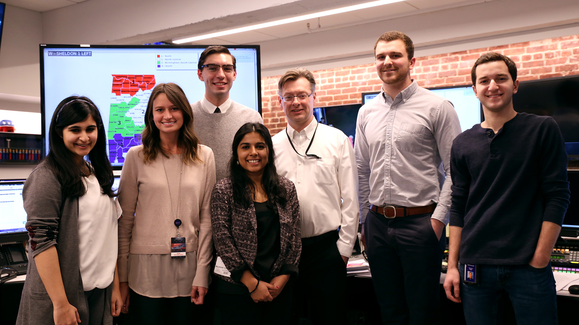 John Lapinski surrounded by Penn undergraduate workers with NBC's Elections Unit