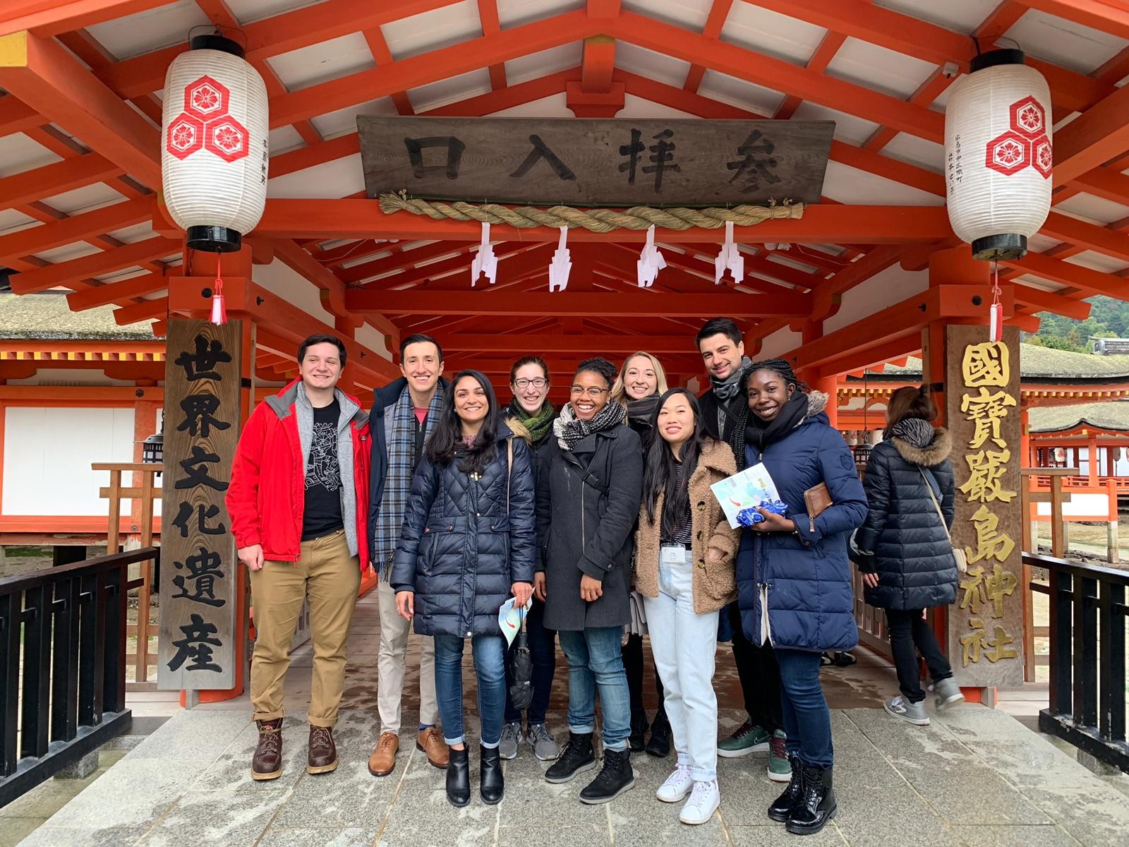 Penn students visiting a temple in Japan