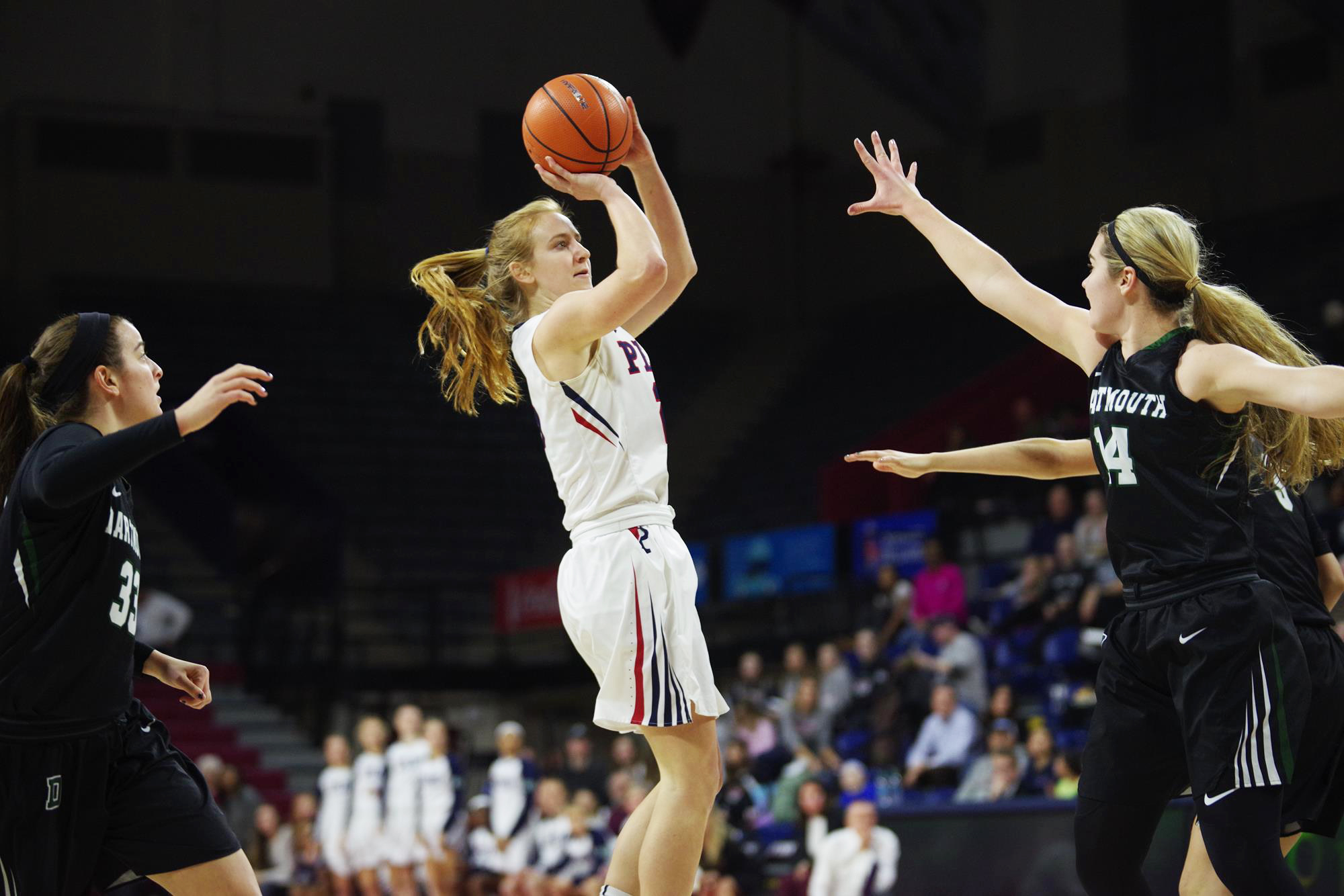 Ashley Russell shoots the ball during a game at the Palestra.