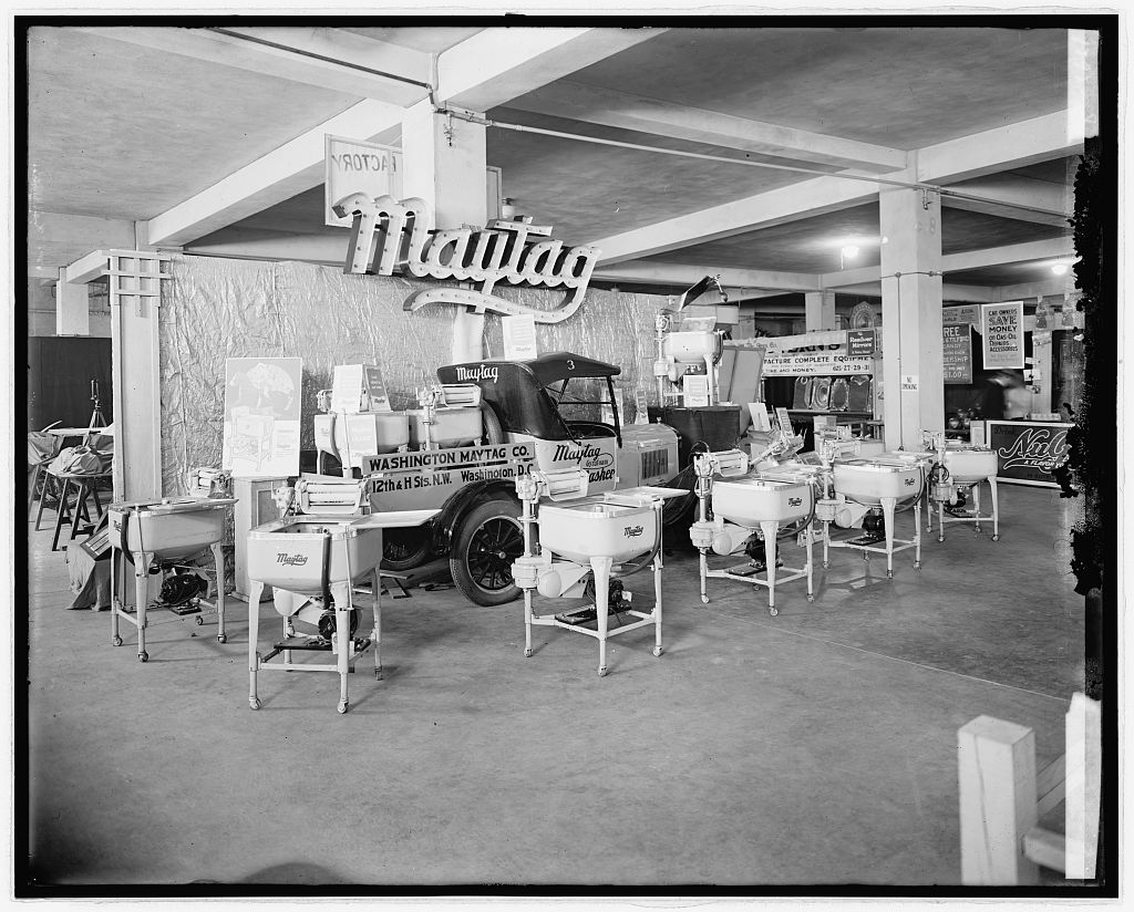 Old black and white photograph of washing machine display