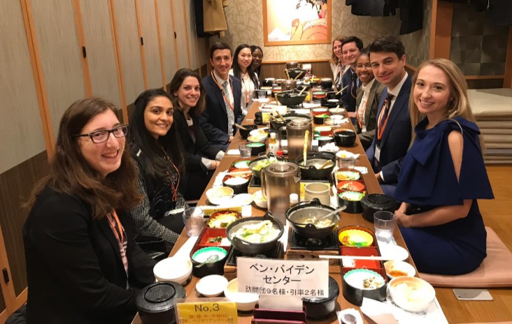 Penn students eating at a restaurant in Japan