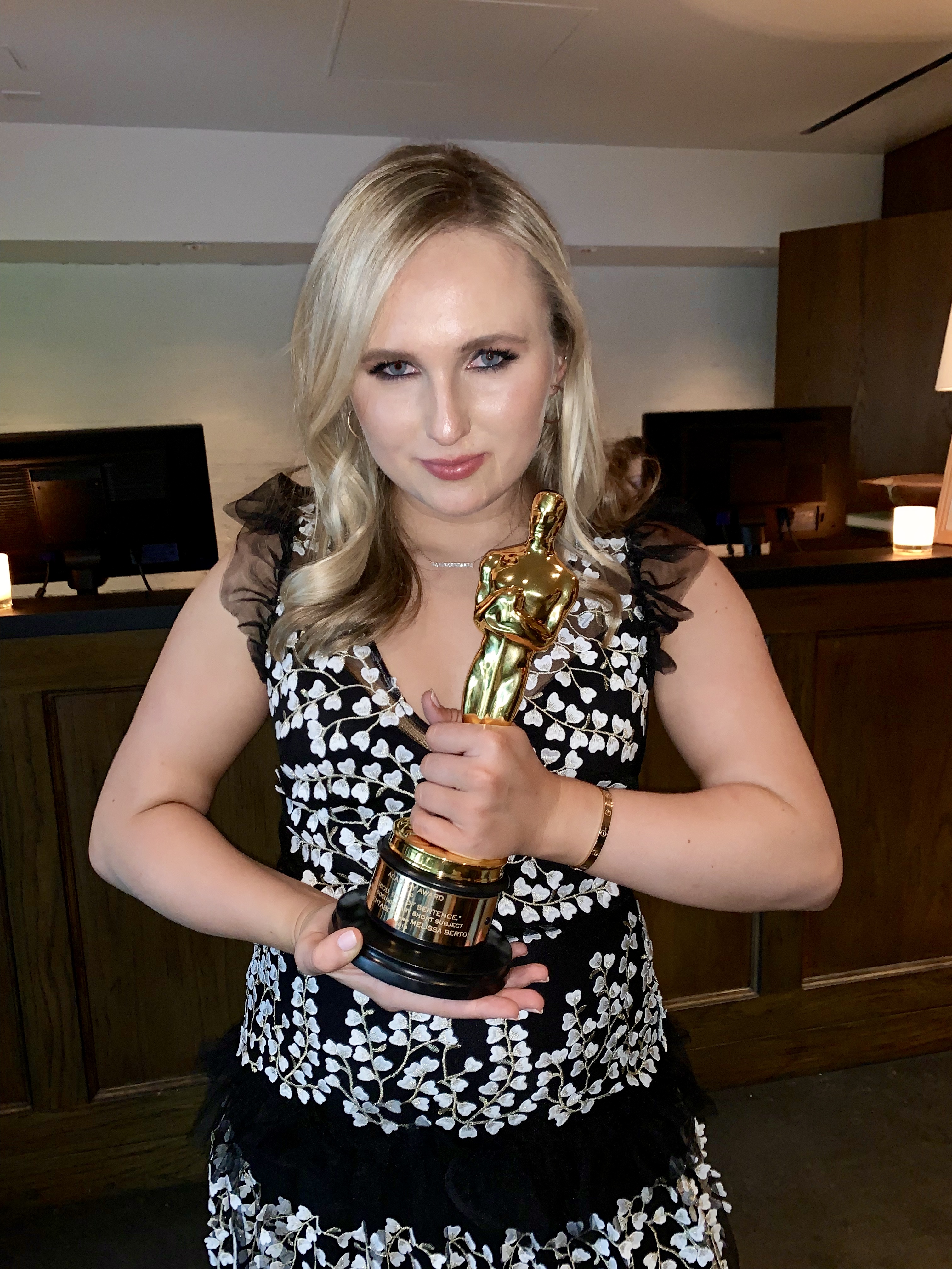 Clair Sliney with Oscar award