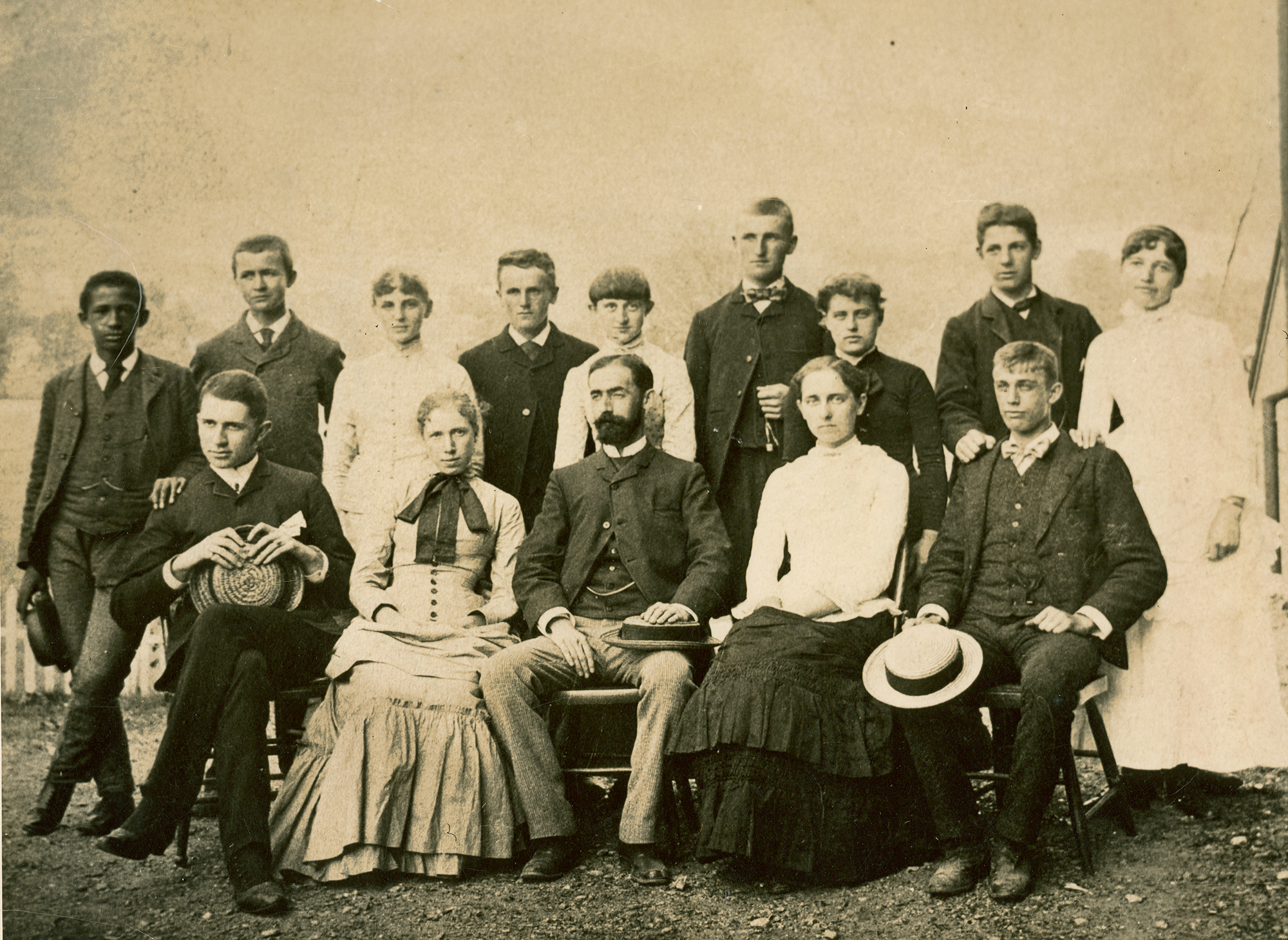 W.E.B. Du Bois, second row, far left, while a student at Great Barrington High School in 1884.
