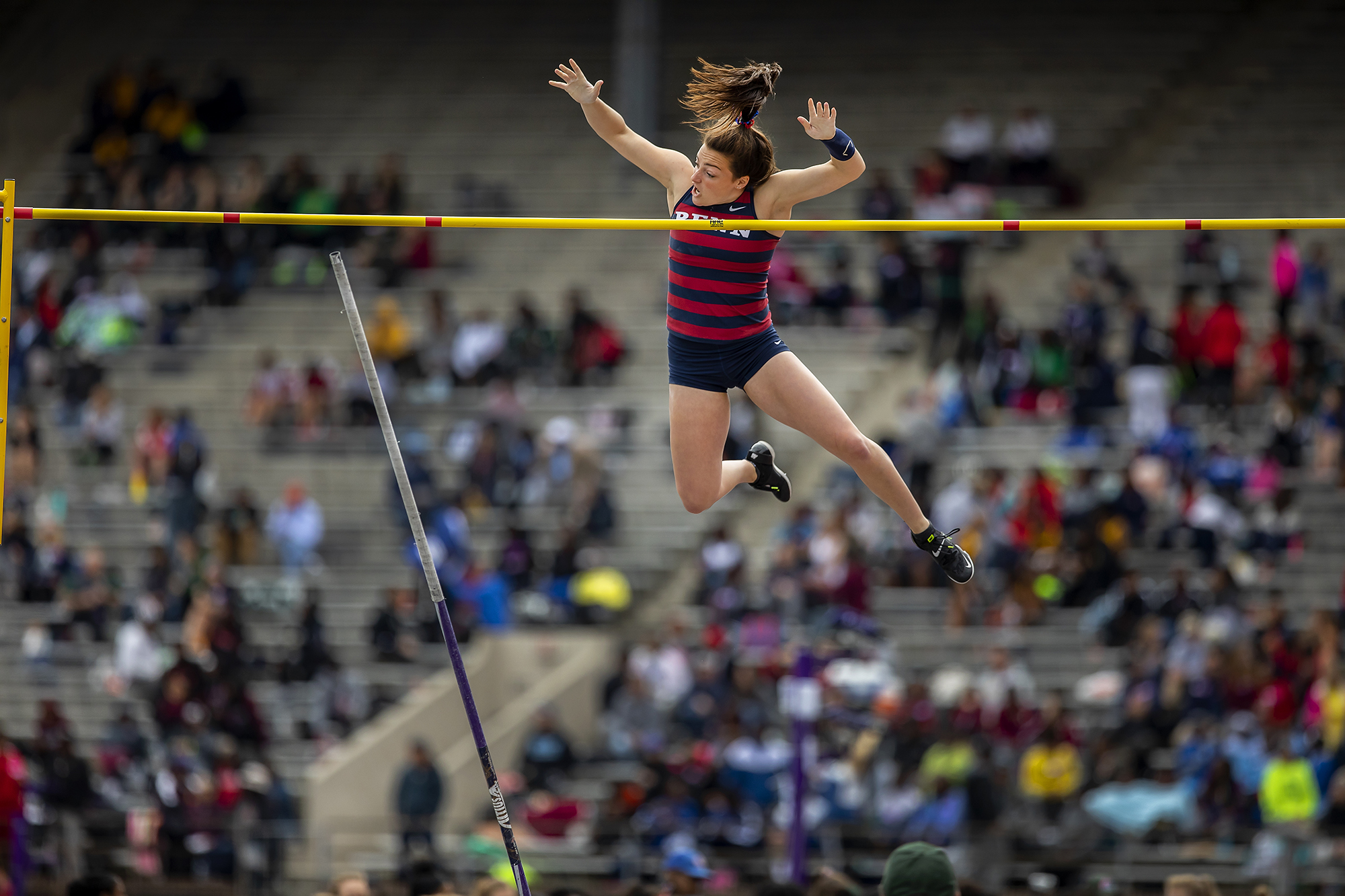 Penn’s Abby Norwillo competes in the Women’s College Pole Vault