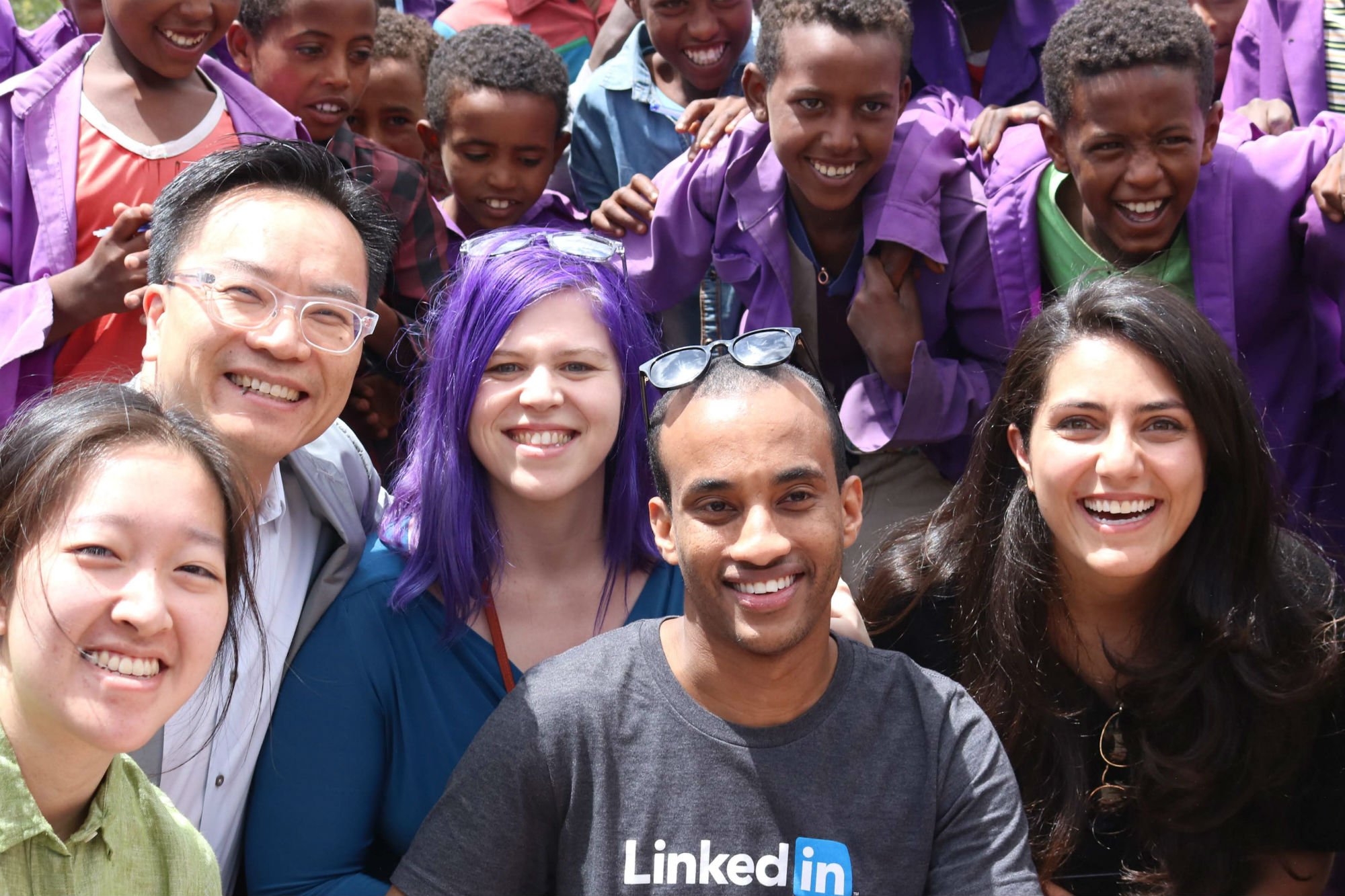 Wharton students with Ethiopian school children