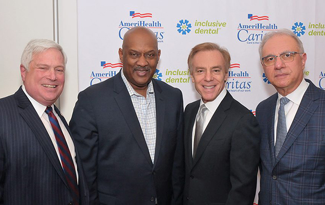 Penn Dental Medicine’s Dean Mark Wolff with U.S. Congressman Dwight Evans; Paul Tufano, Chairman and CEO of AmeriHealth Caritas; and Amid I. Ismail