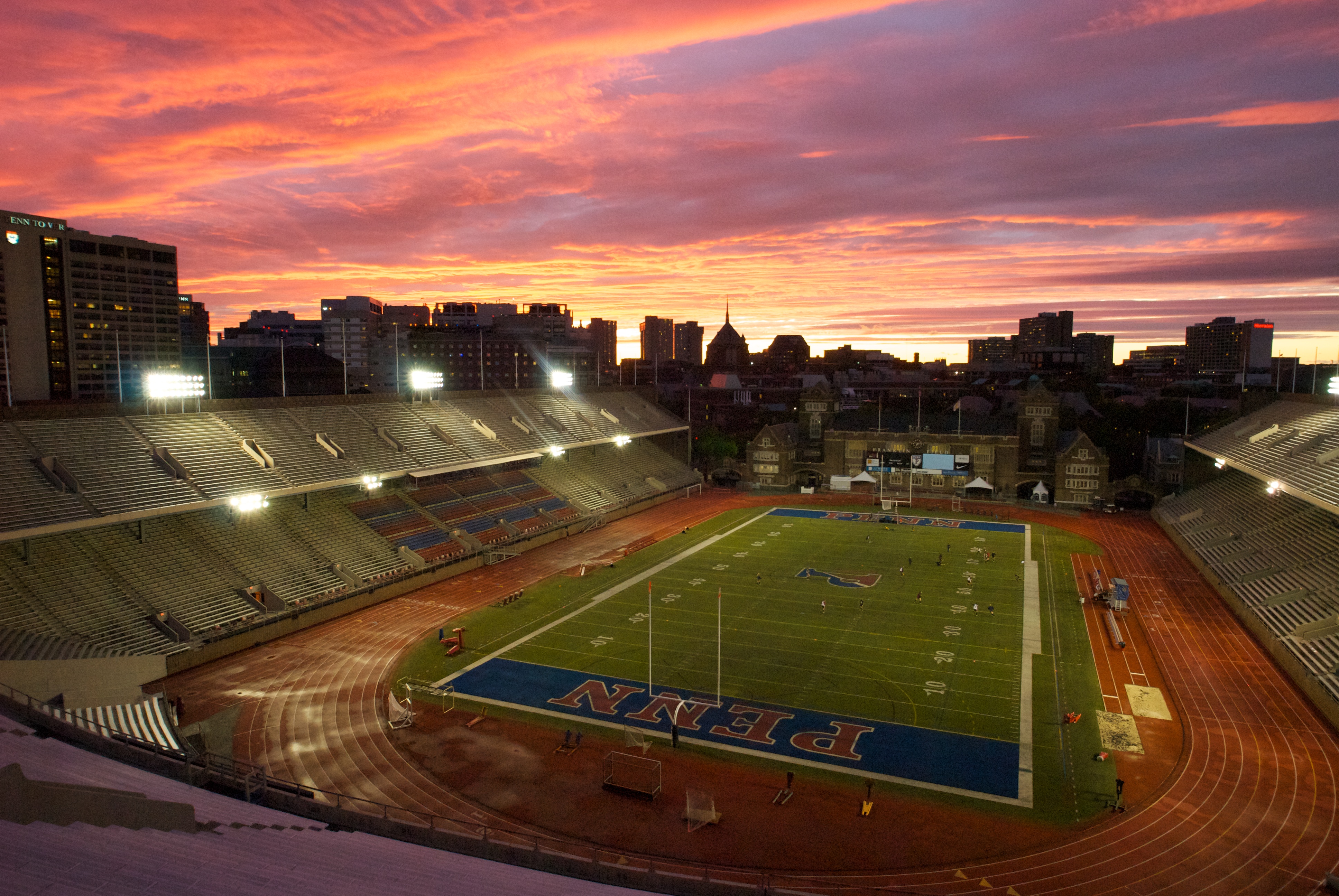franklin field at sunset