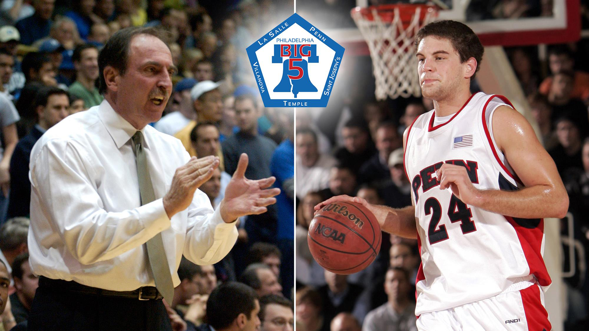 A composite of former men's basketball coach Fran Dunphy and former standout forward Mark Zoller.