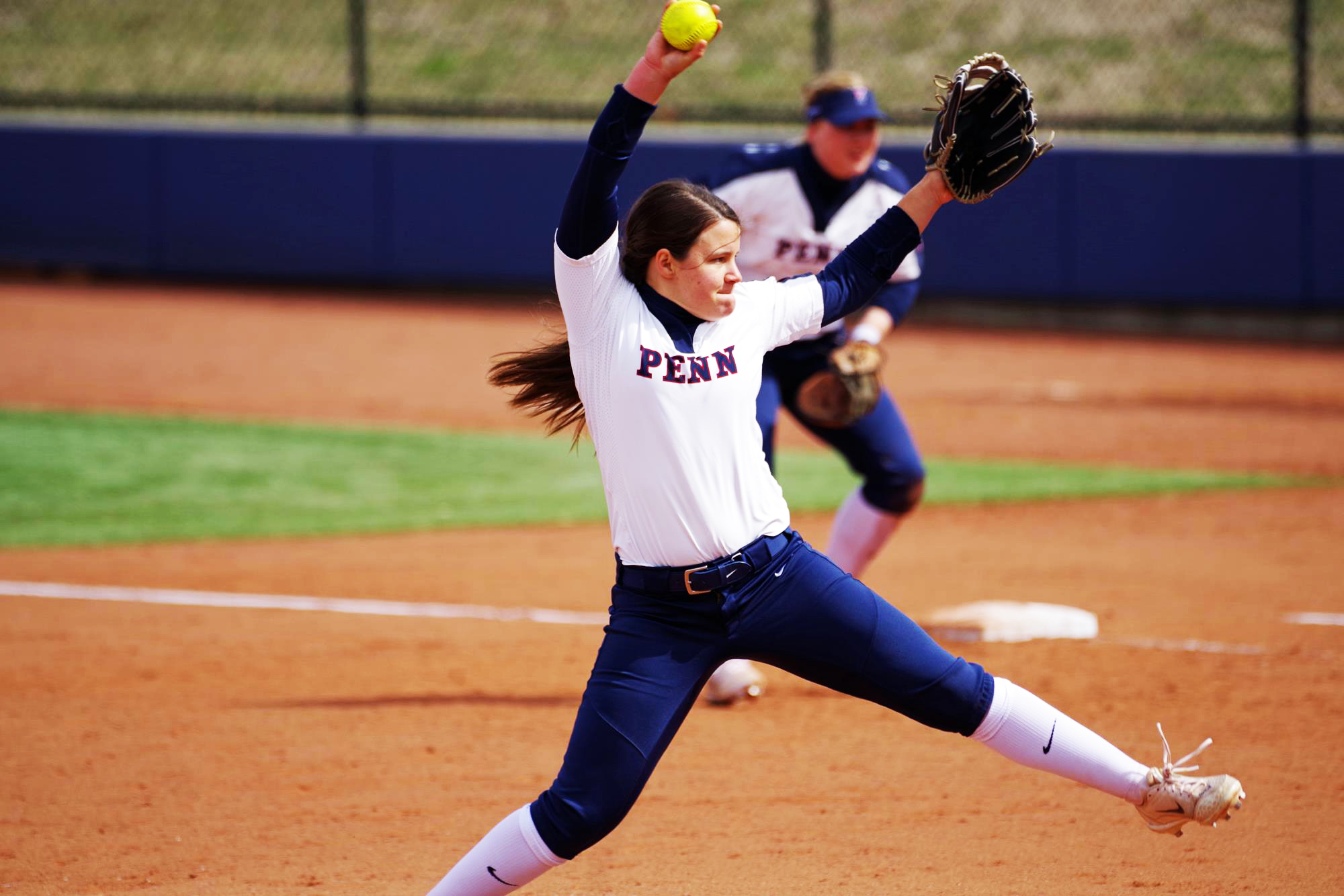 Softball pitcher Jennifer Brann prepares to throw a pitch.