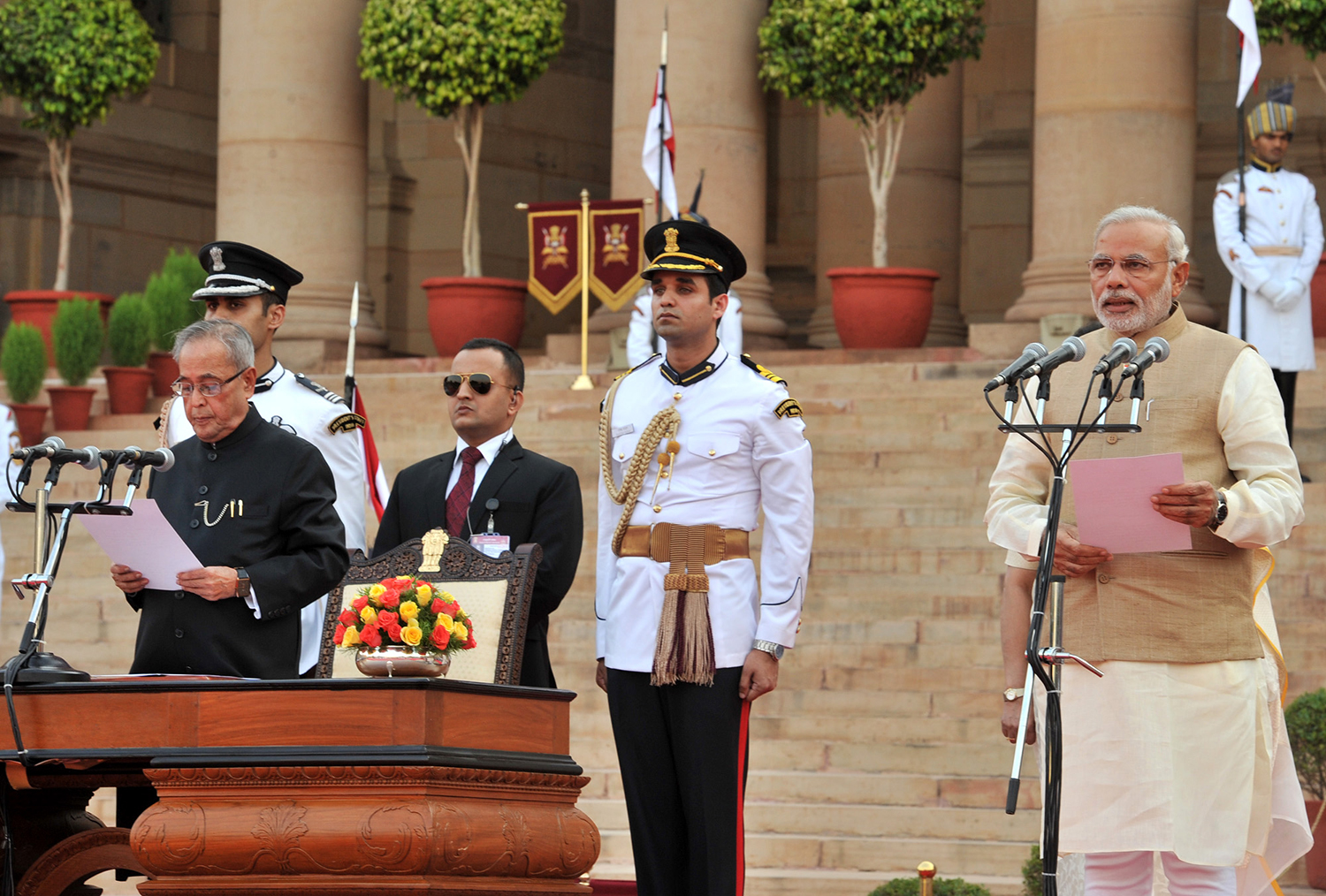 Shri Narendra Modi sworn in as Prime Minister in 2014. 