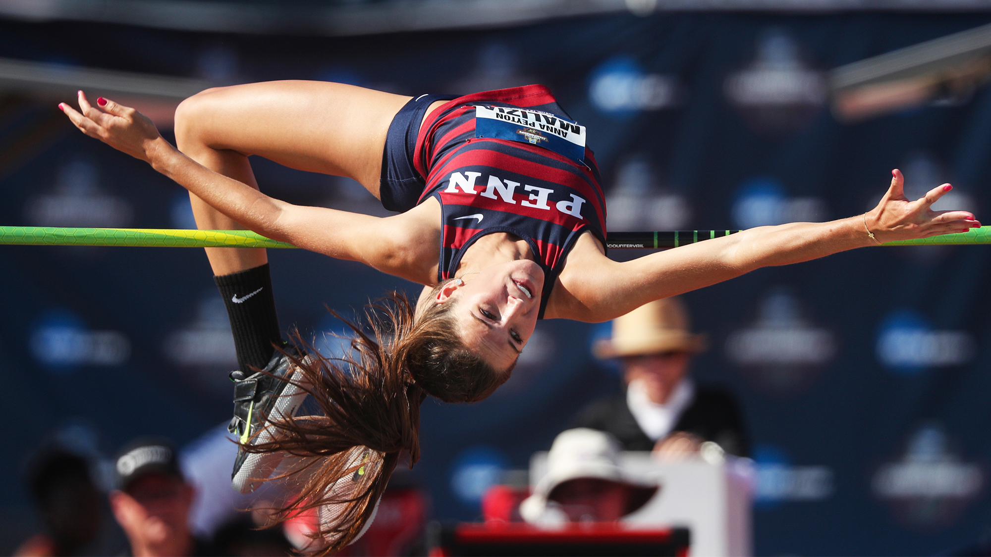 Anna Peyton Malizia performs the high jump at the NCAA Championships.