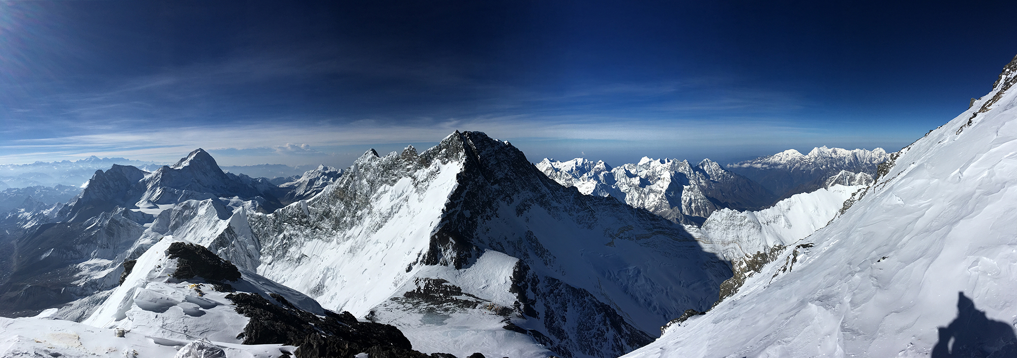 Makalu, left, and Lhotse, center, as seen from the South Summit of Mount Everest. 
