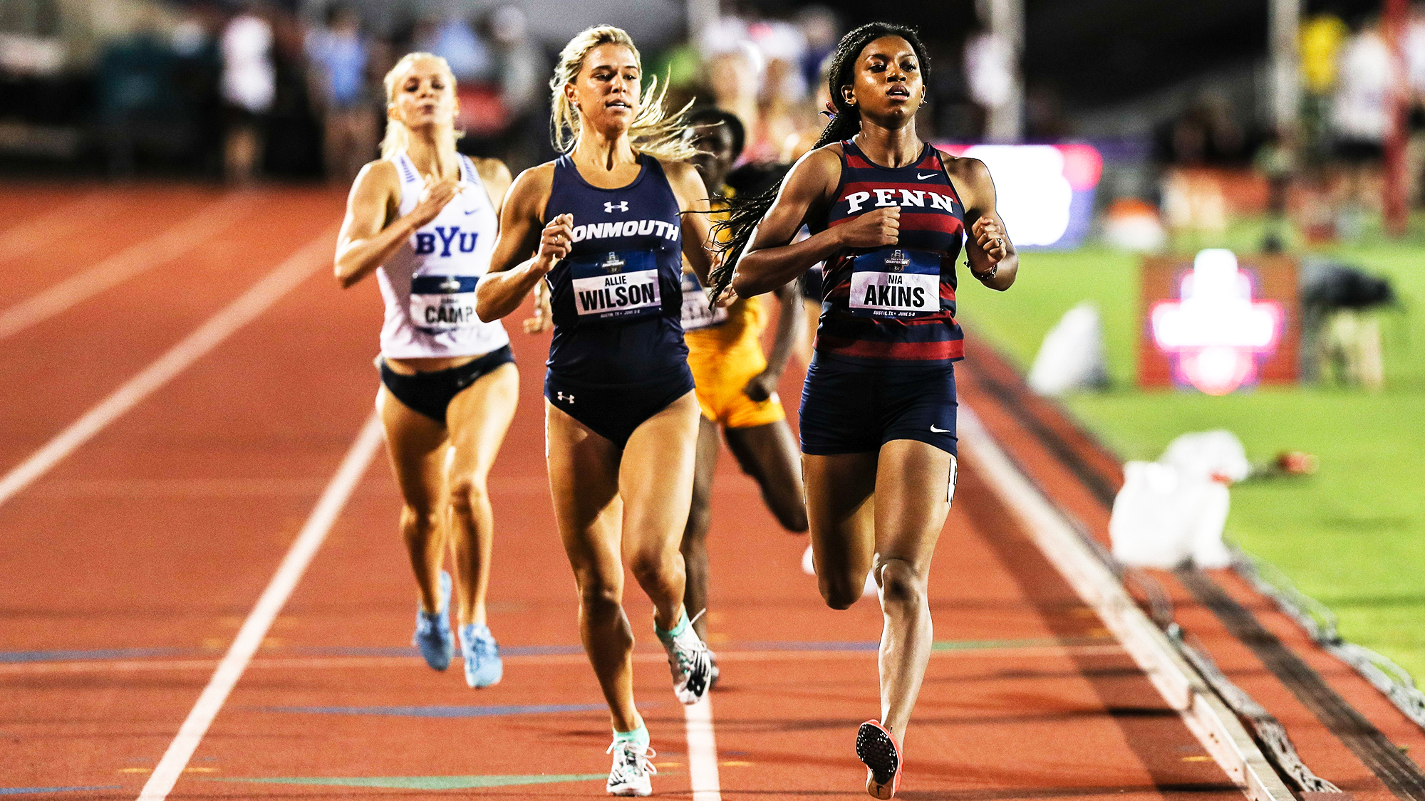 Nia Akins competes at the NCAA Outdoor Championships.