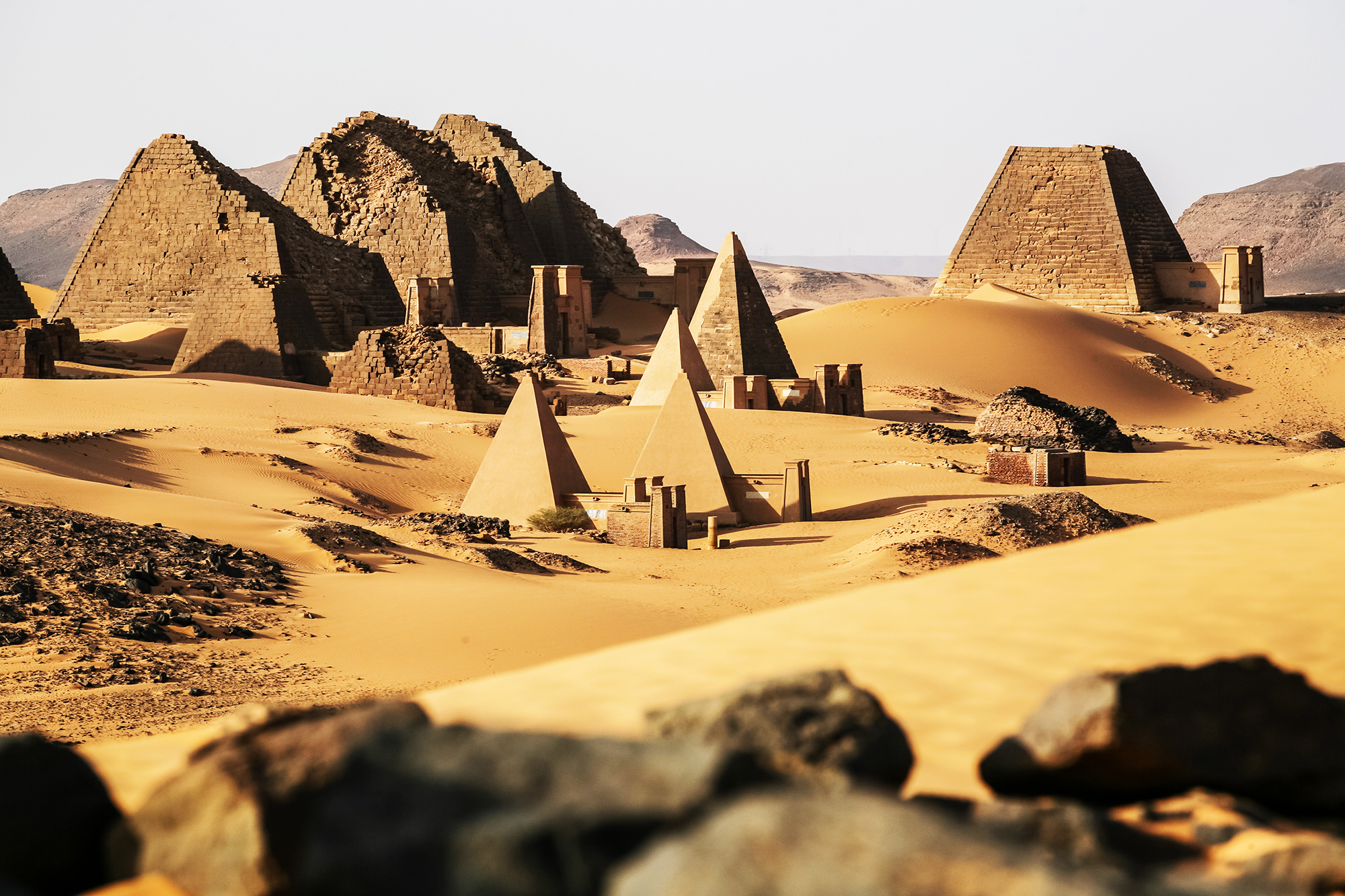 Meroe pyramids in the Sahara desert in Sudan
