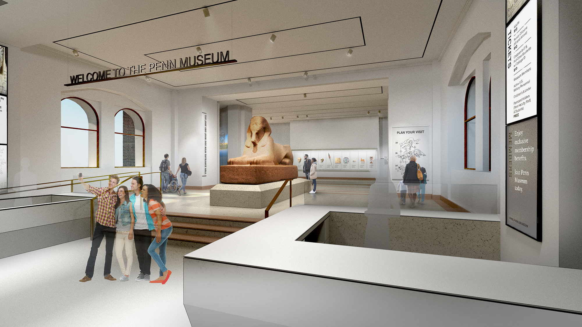 rendering of the new sphinx location in the penn museum