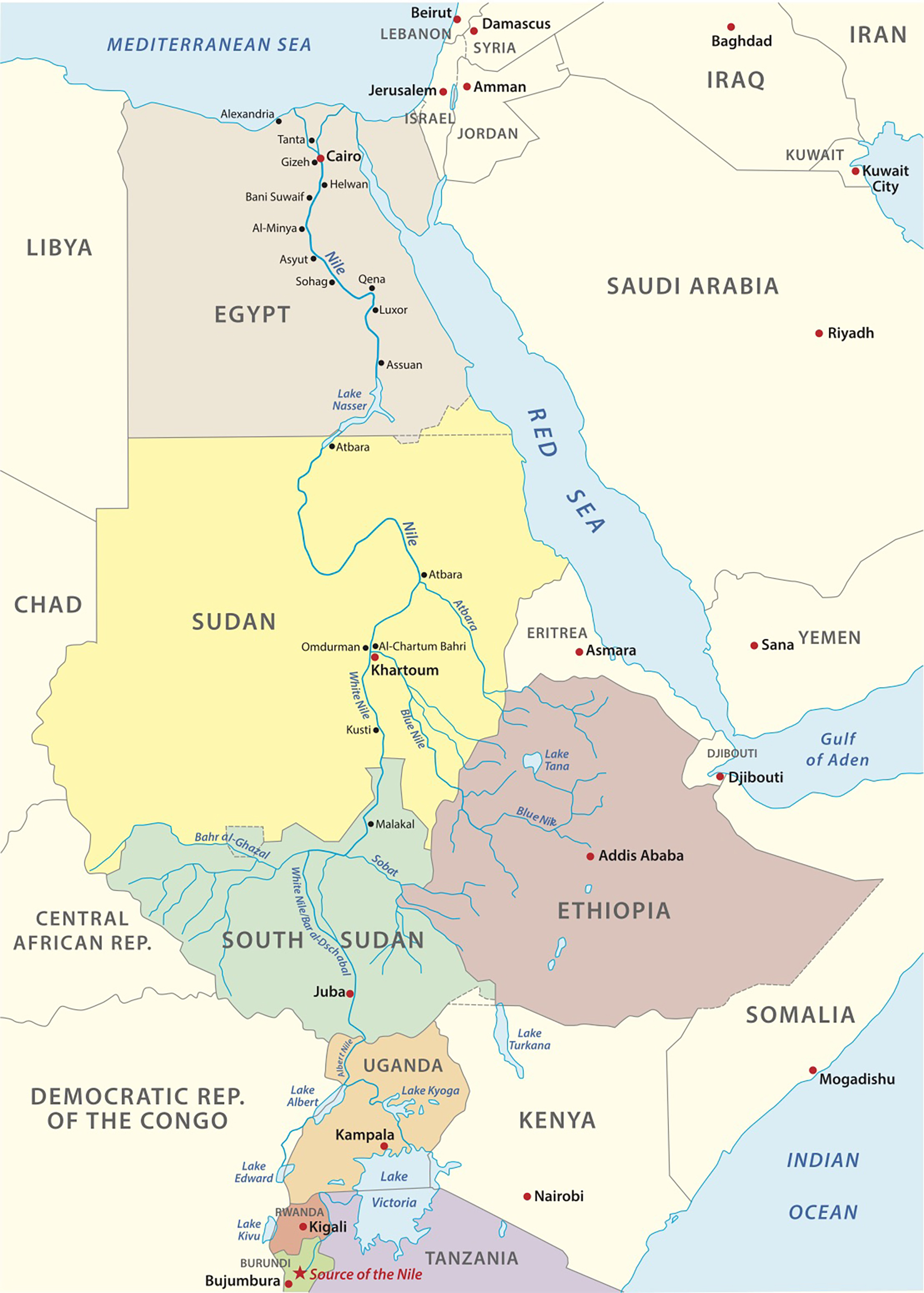 Map of Sudan and neighbors
