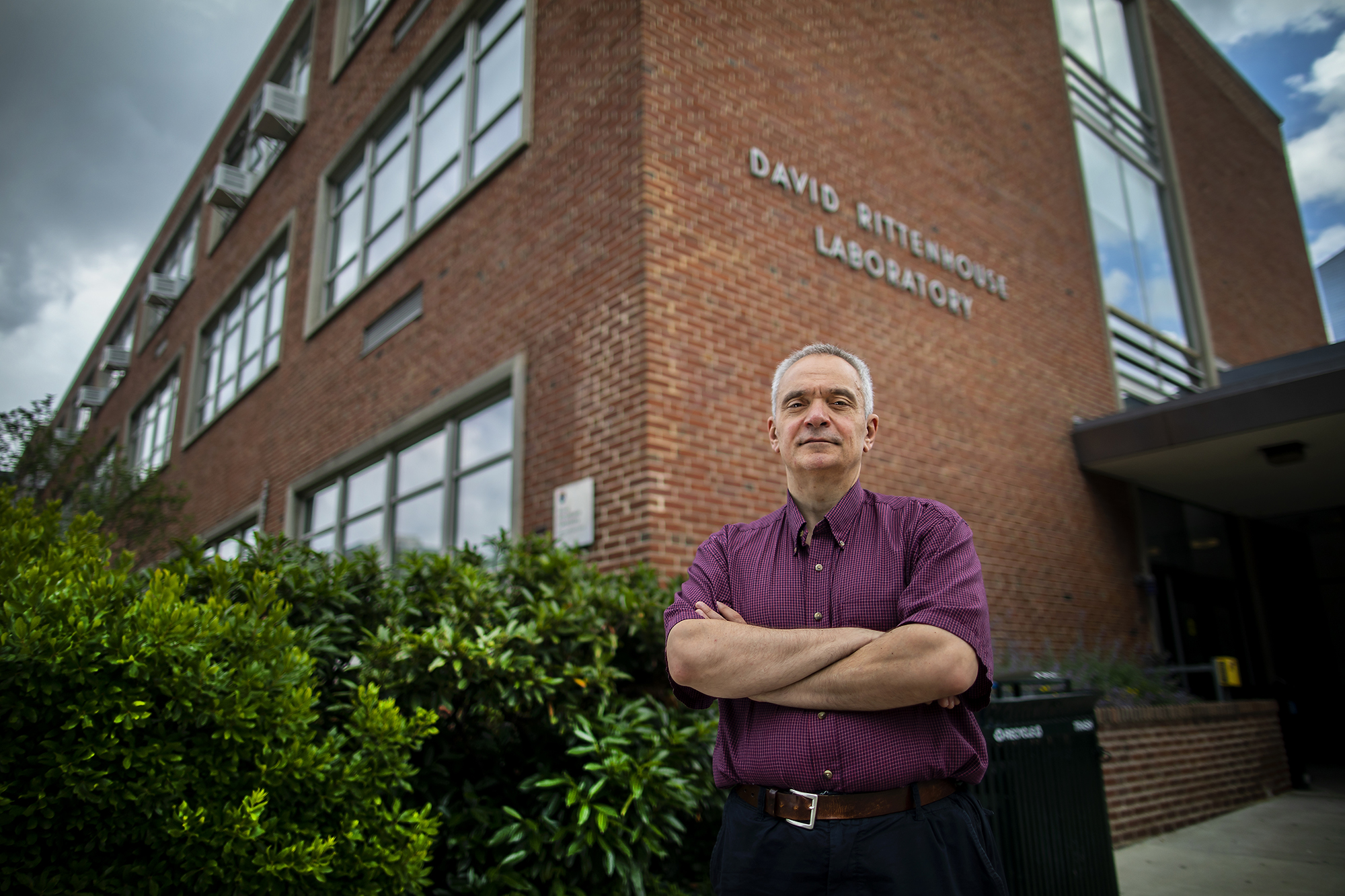 tony pantev standing in front of the David Rittenhouse Laboratory building