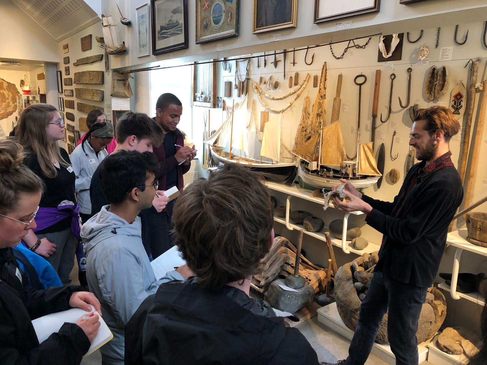 students from the iceland class touring a museum