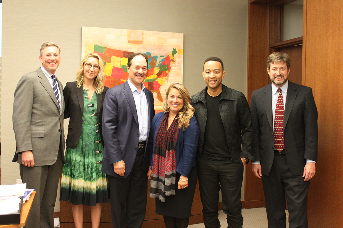 John Hollway, Ty Stiklorius, Frank and Denise Quattrone, John Legend, and Dean Ted Ruger.
