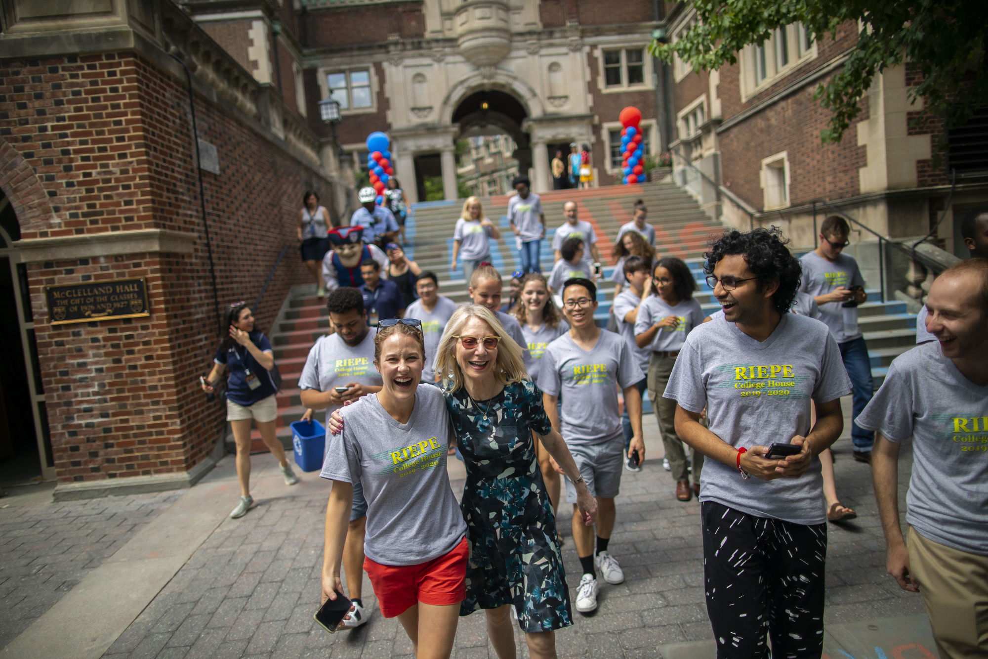 penn president amy gutmann on quad steps