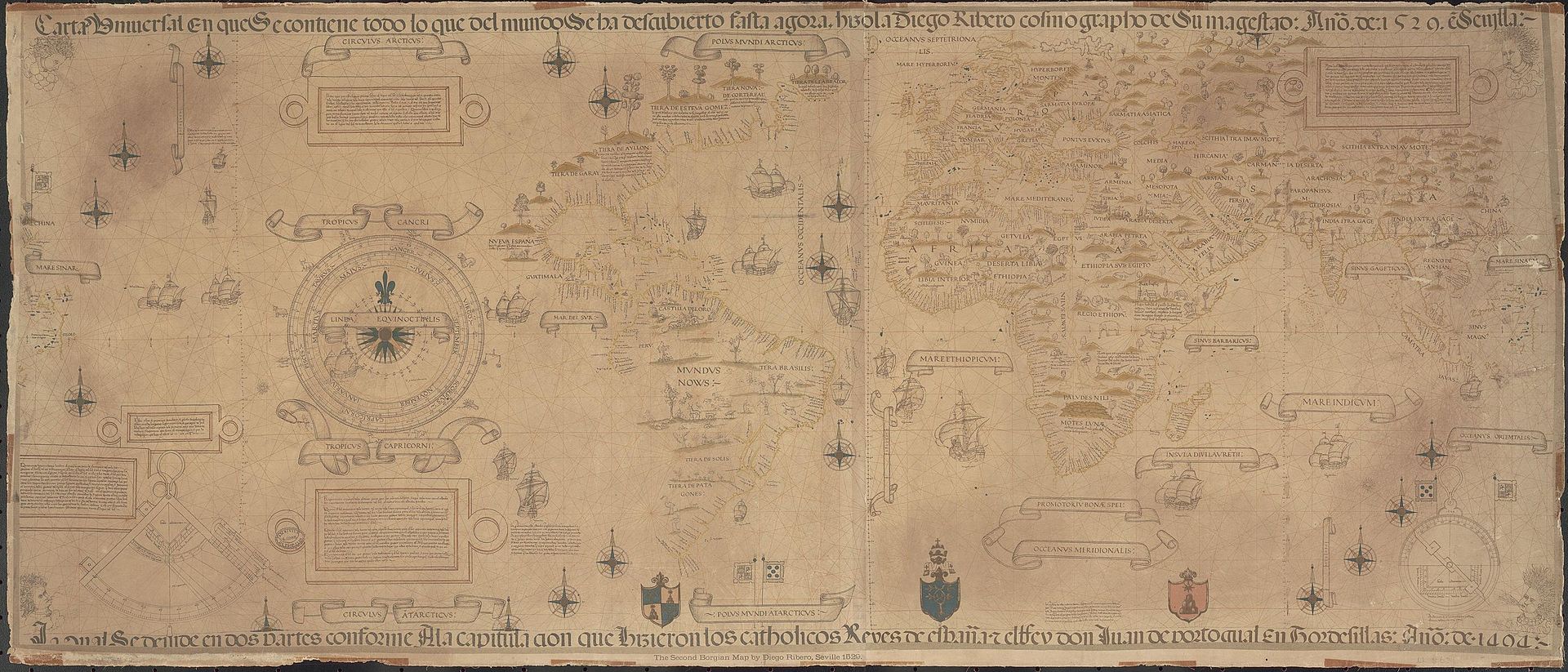 an old map from the 16th century with a strangely shaped western hemisphere