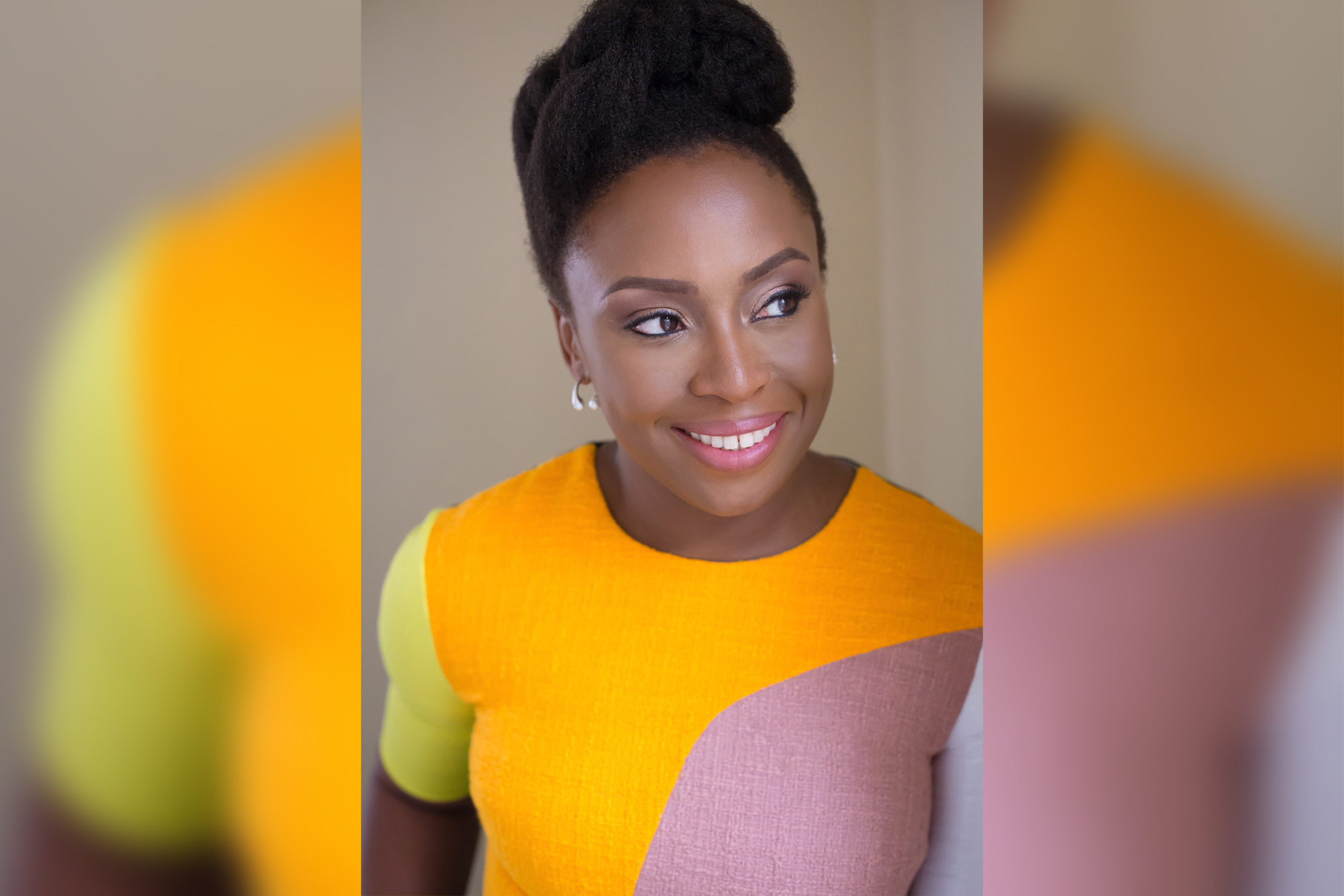 portrait of Chimamanda Ngozi Adichien, smiling