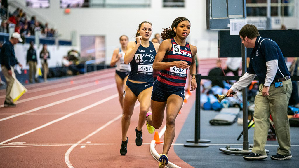 Senior middle-distance runner Nia Akins runs the 800m at the BU Valentine Invitational.