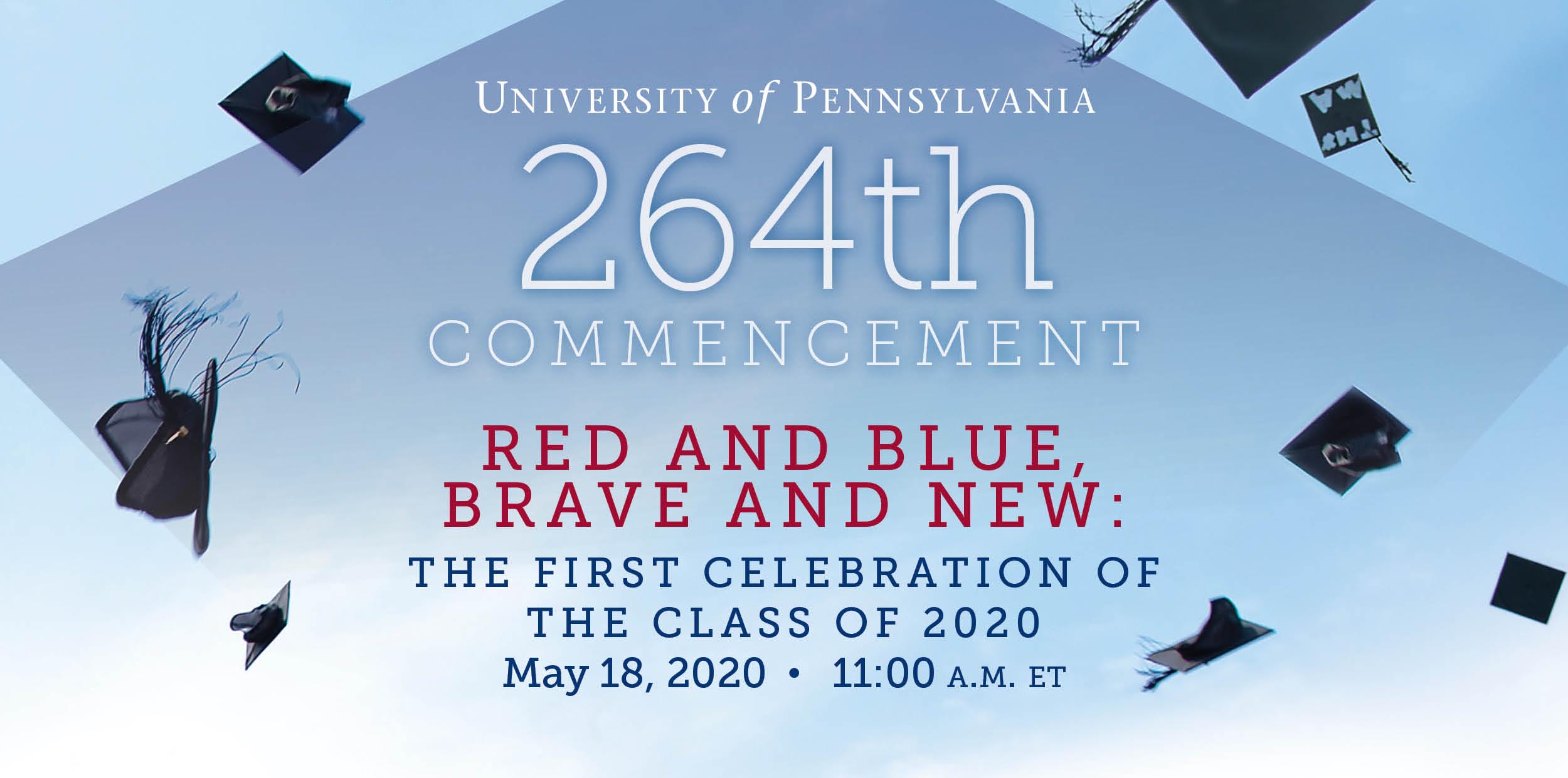 Blue sky with invitation message for virtual Commencement.