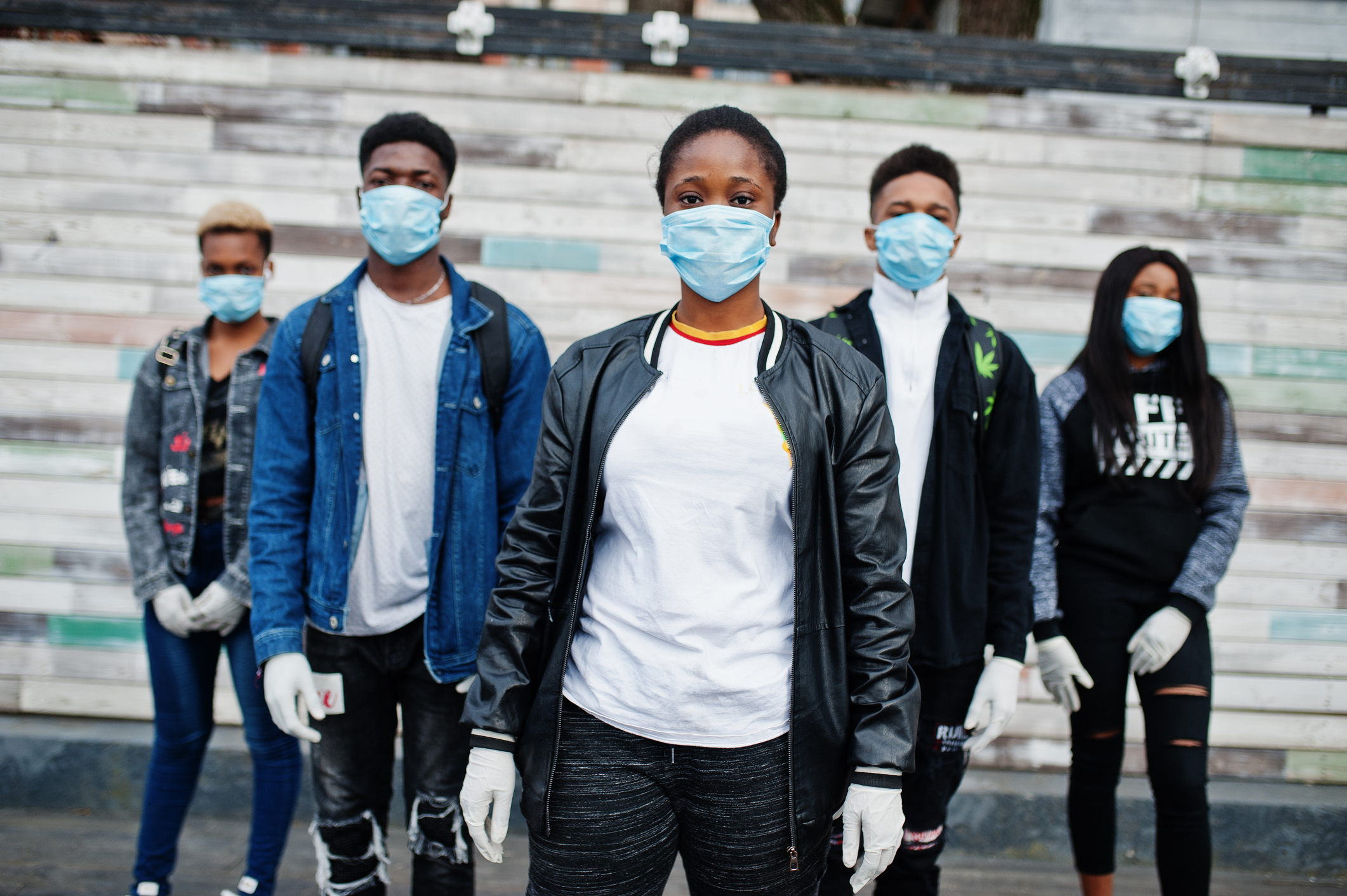 group of african americans with masks