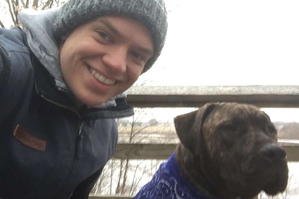 Selfie of John Hurst and his dog Bub