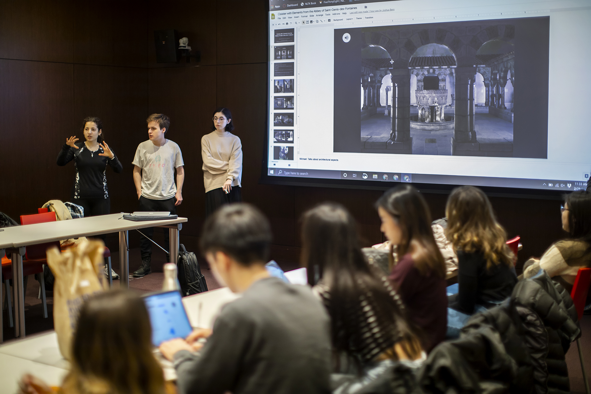 students in the vr class presenting their work