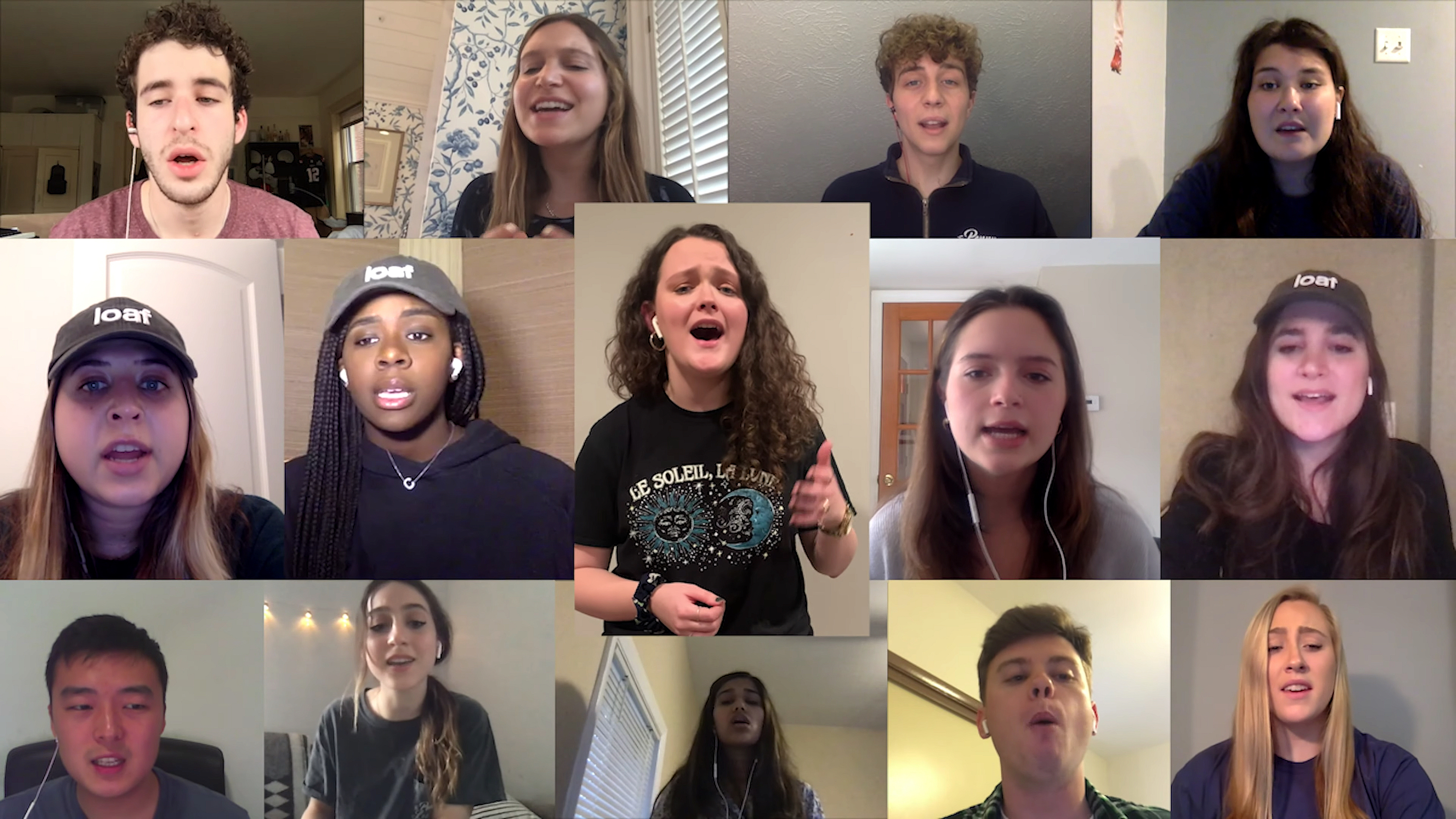 Fourteen students singing