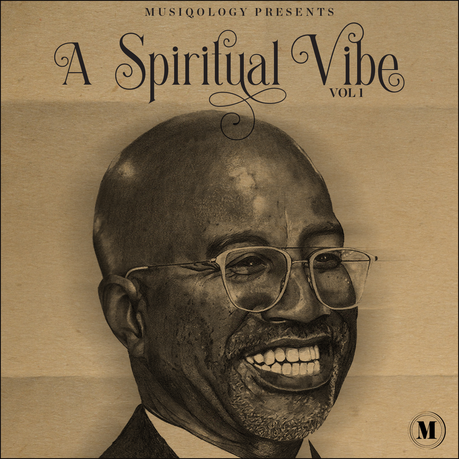 Illustration of professor and musician Guy Ramsey smiling on album cover for A Spiritual Vibe 